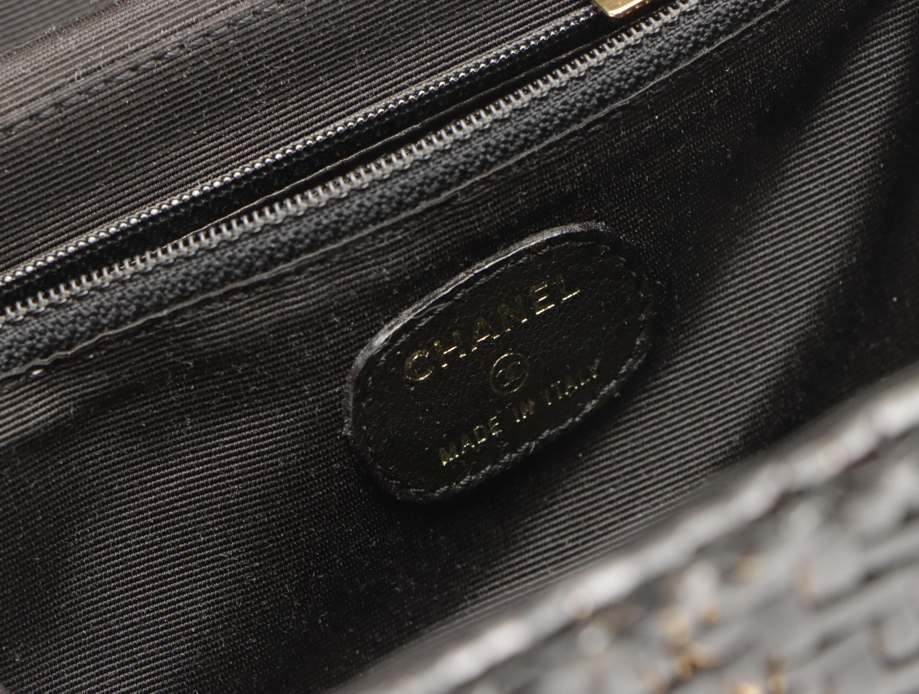 Chanel Black Glazed Wicker CC Flap Shoulder Bag, With Box