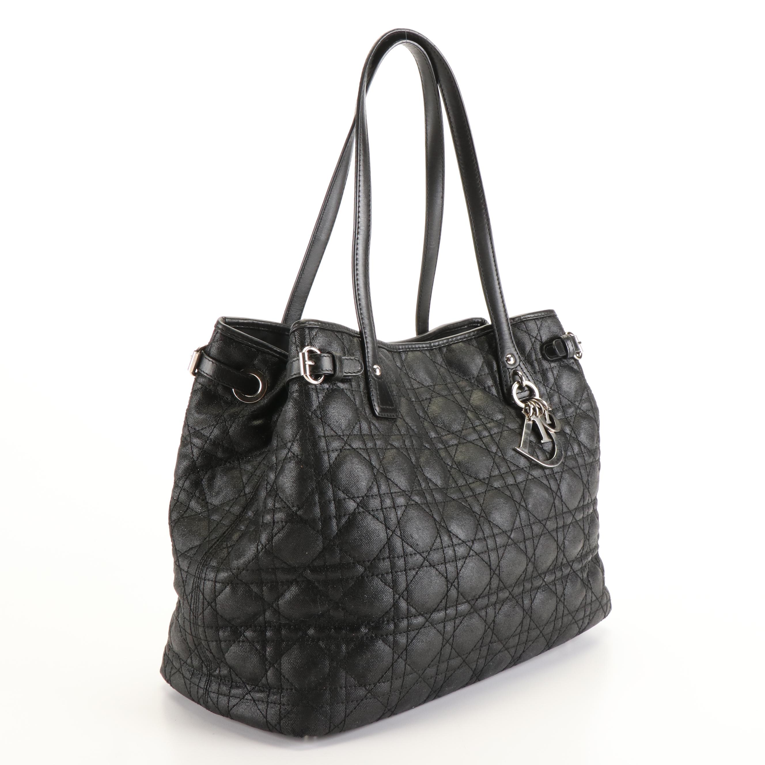 Christian Dior Panarea Tote Bag in Quilted Fabric and Leather