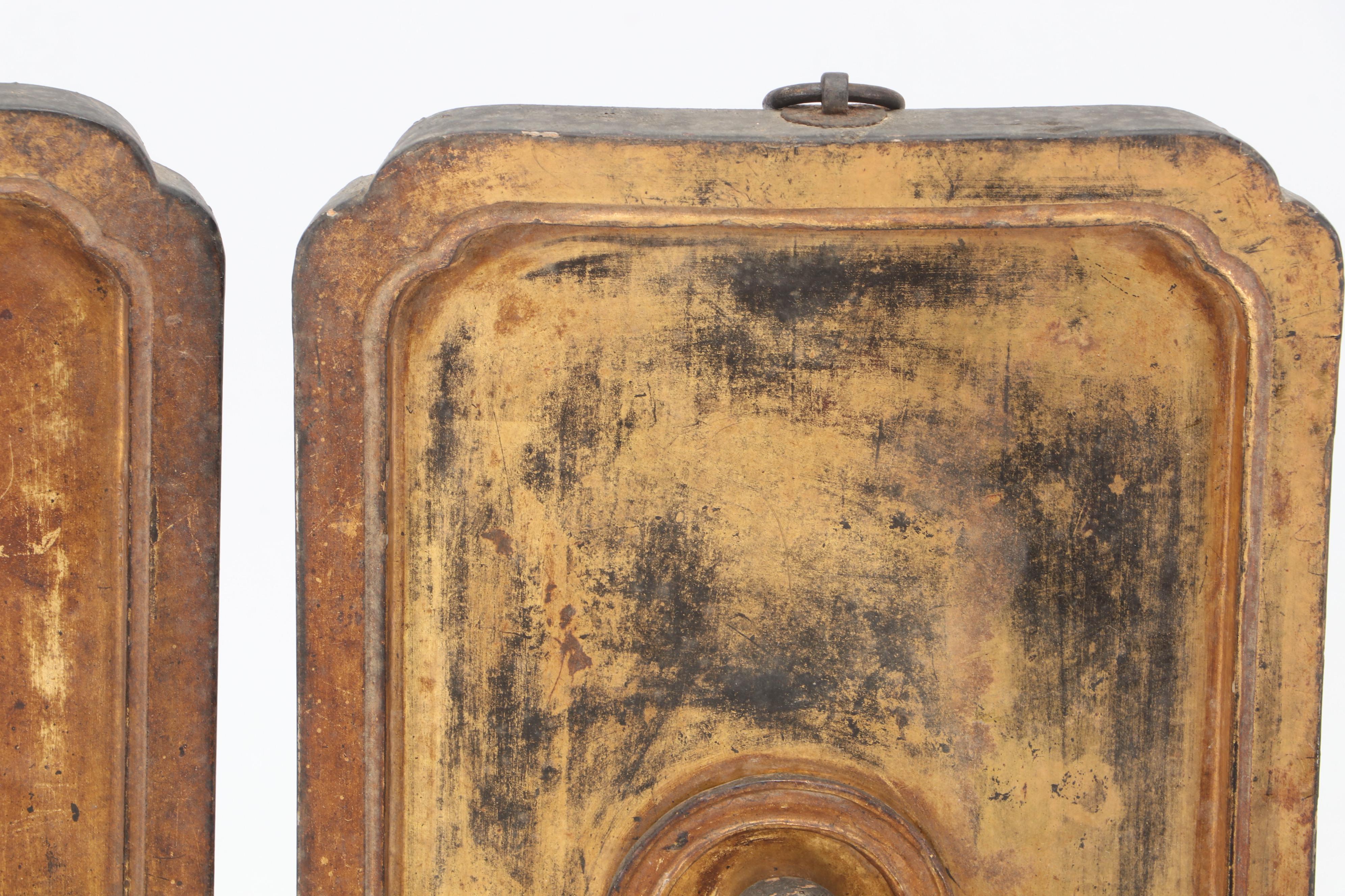 Japanese Style Gilt Lacquered Wood Wall Hanging Pair of Bodhisattva