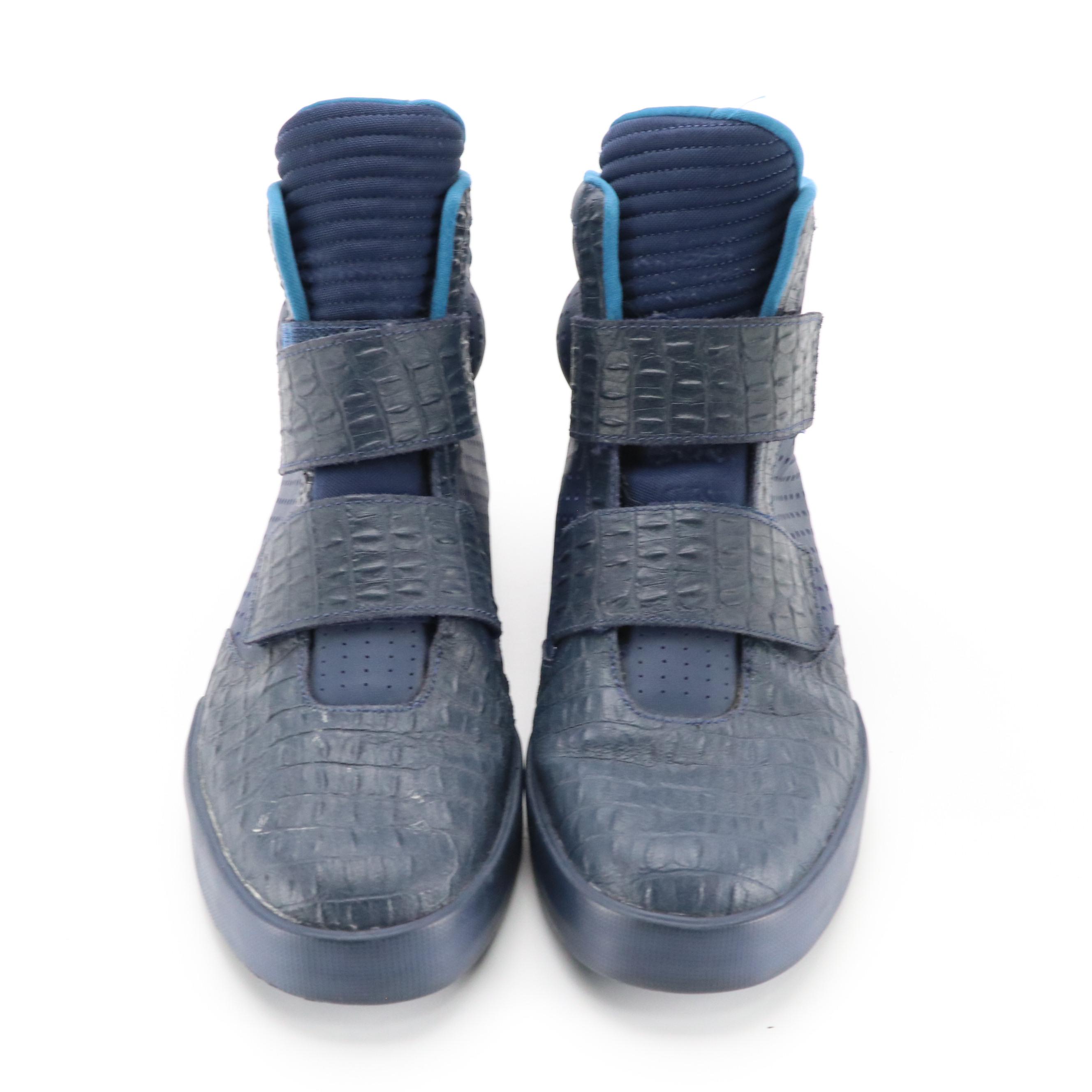 Men's Nike Flystepper 2K3 High-Top Sneakers in Red and Blue Embossed Leather