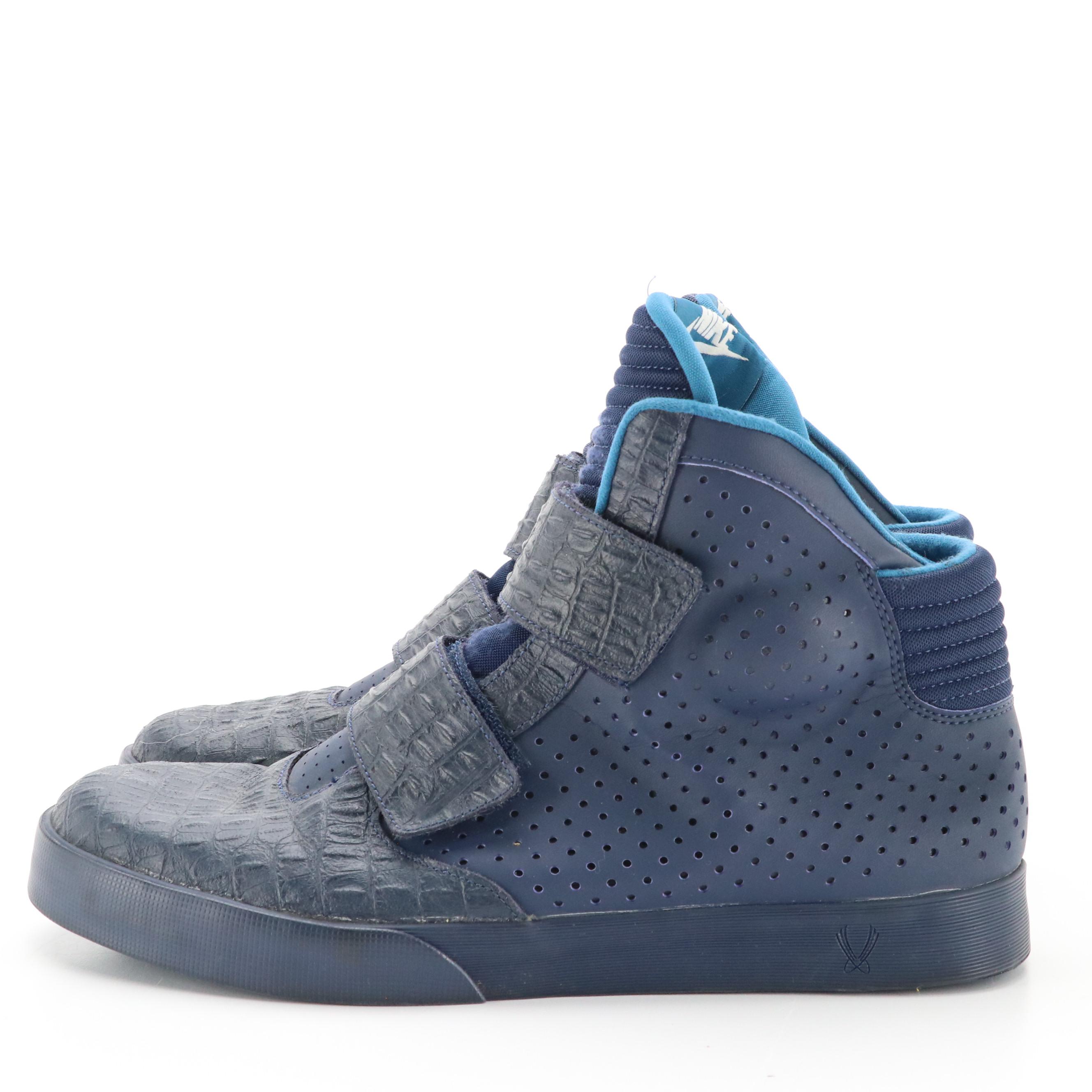 Men's Nike Flystepper 2K3 High-Top Sneakers in Red and Blue Embossed Leather