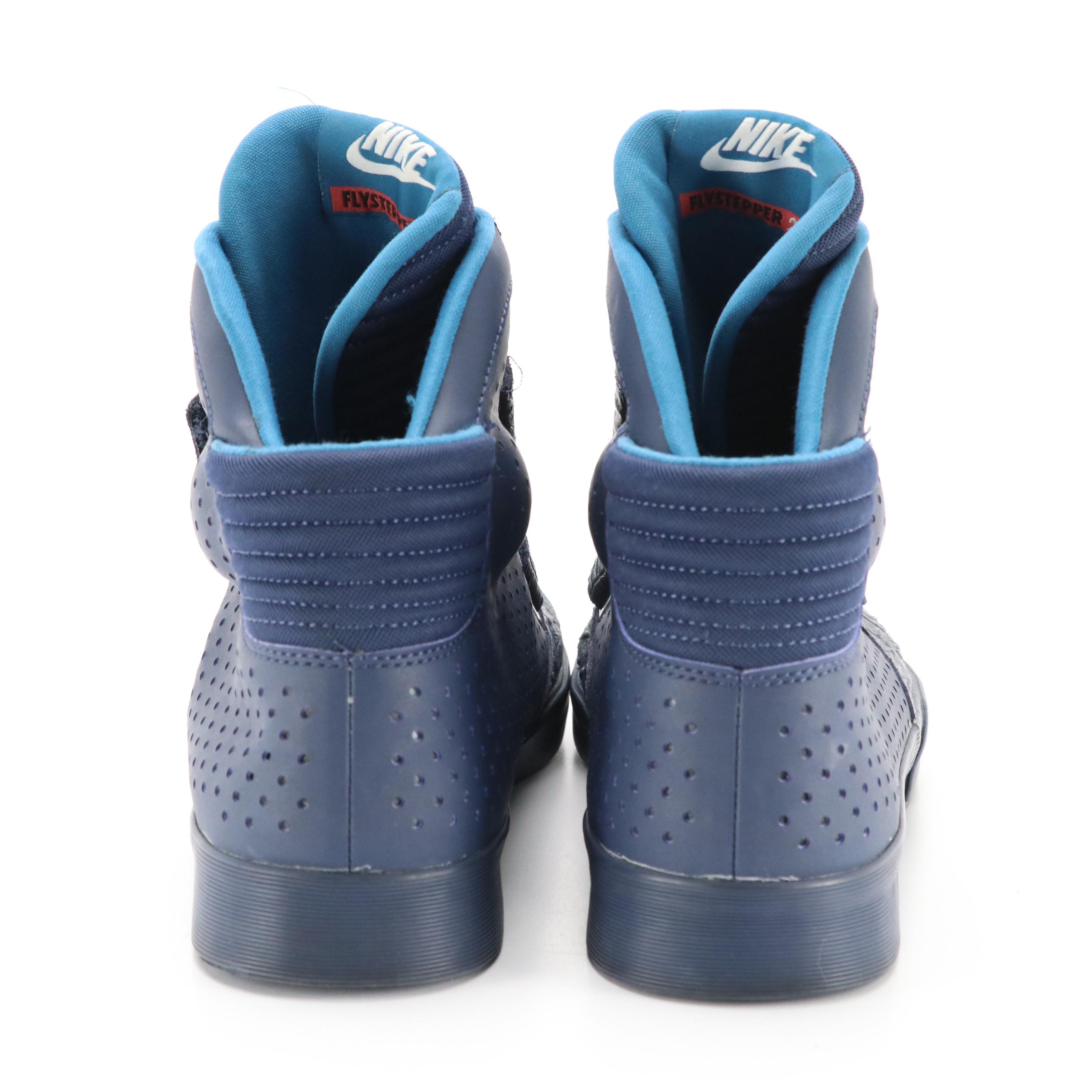 Men's Nike Flystepper 2K3 High-Top Sneakers in Red and Blue Embossed Leather
