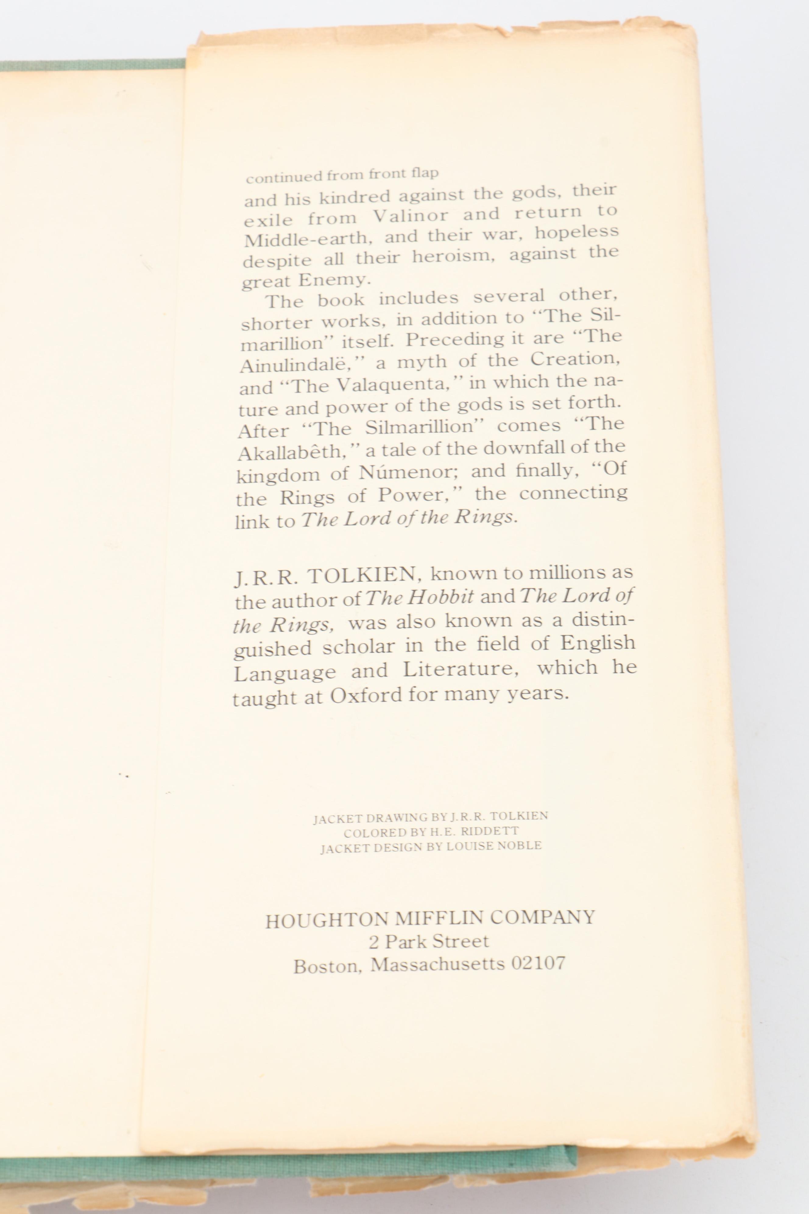 First American Edition "The Silmarillion" by J. R. R. Tolkien with Map, 1977