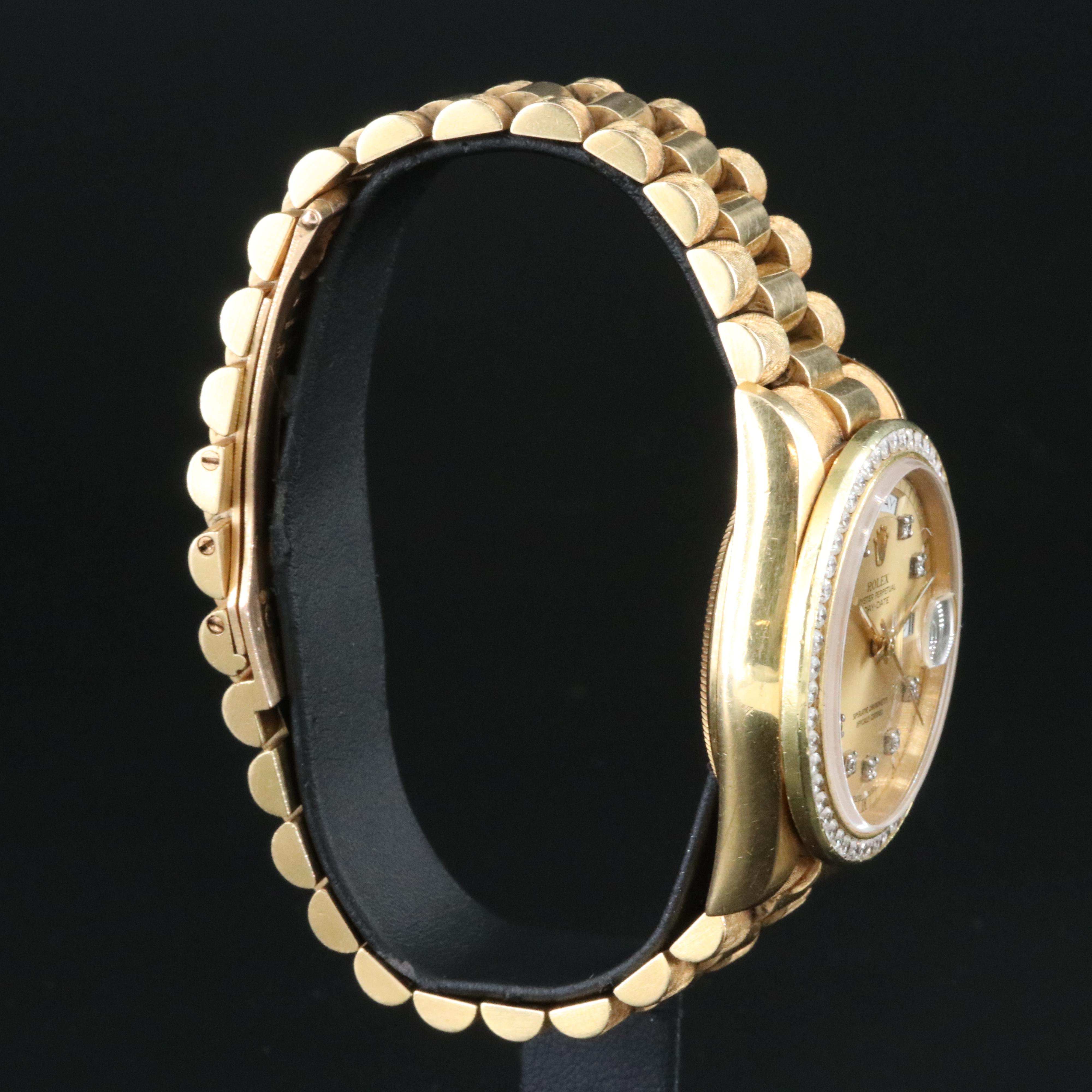 Rolex Day-Date 18038 Custom 1.70 CTW Diamond Set 18K Gold Automatic Watch