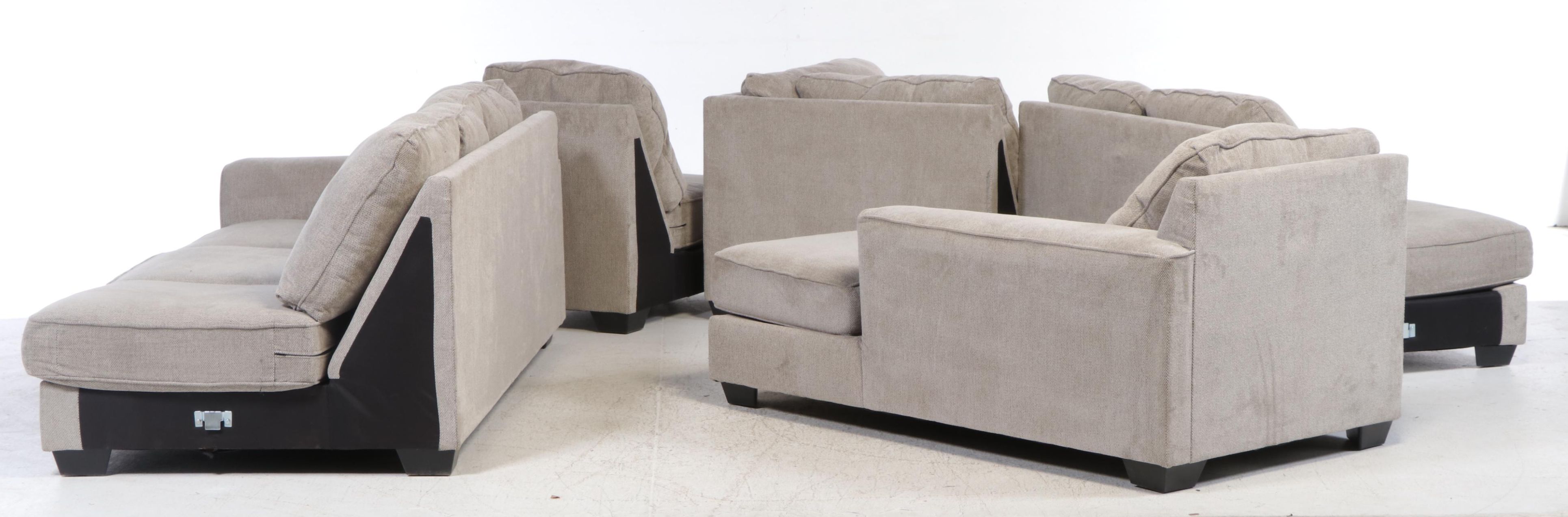 Ashley Furniture Sectional Sofa with Ottoman and Accent Pillows