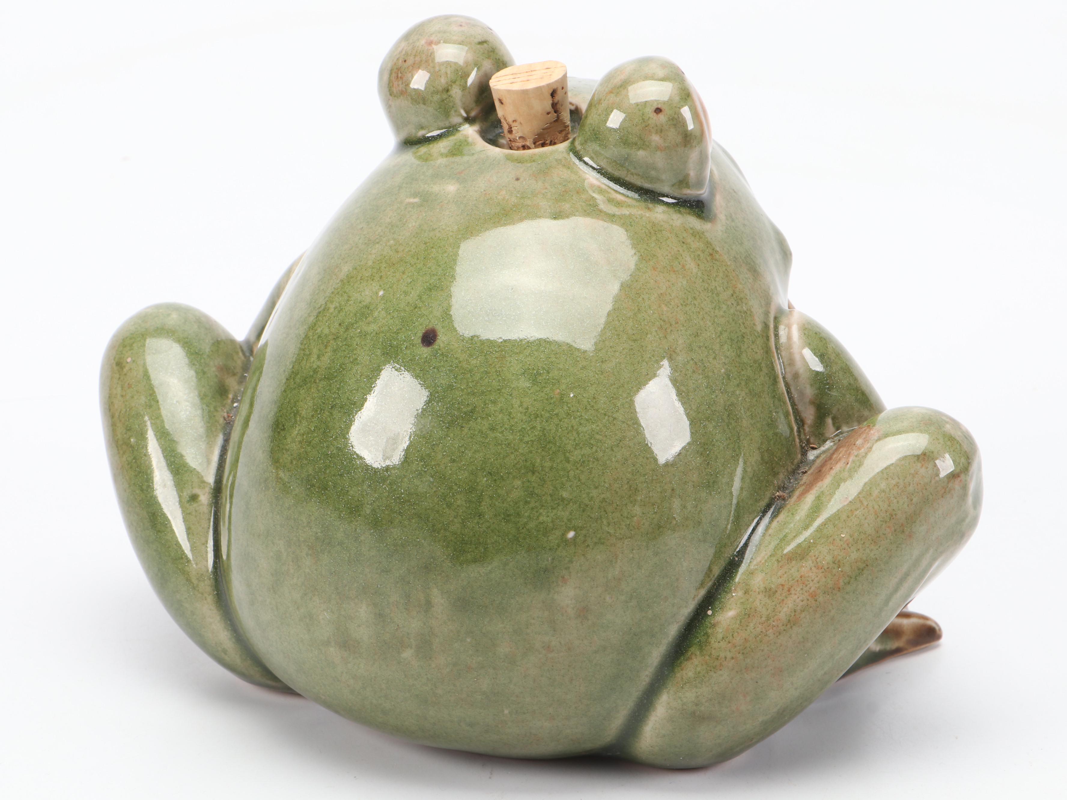 Shimmer Glazed Ceramic Frog Jug