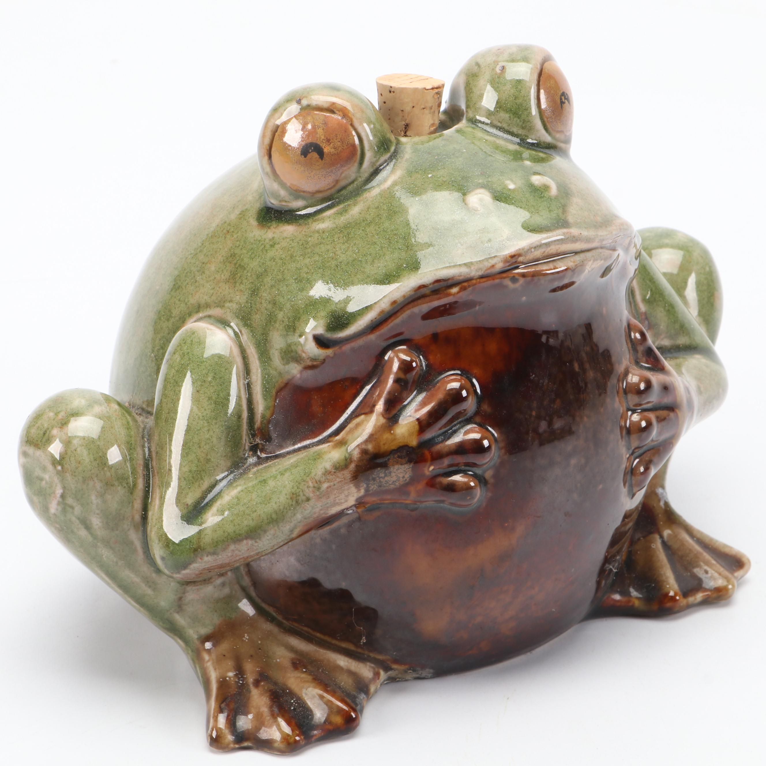 Shimmer Glazed Ceramic Frog Jug