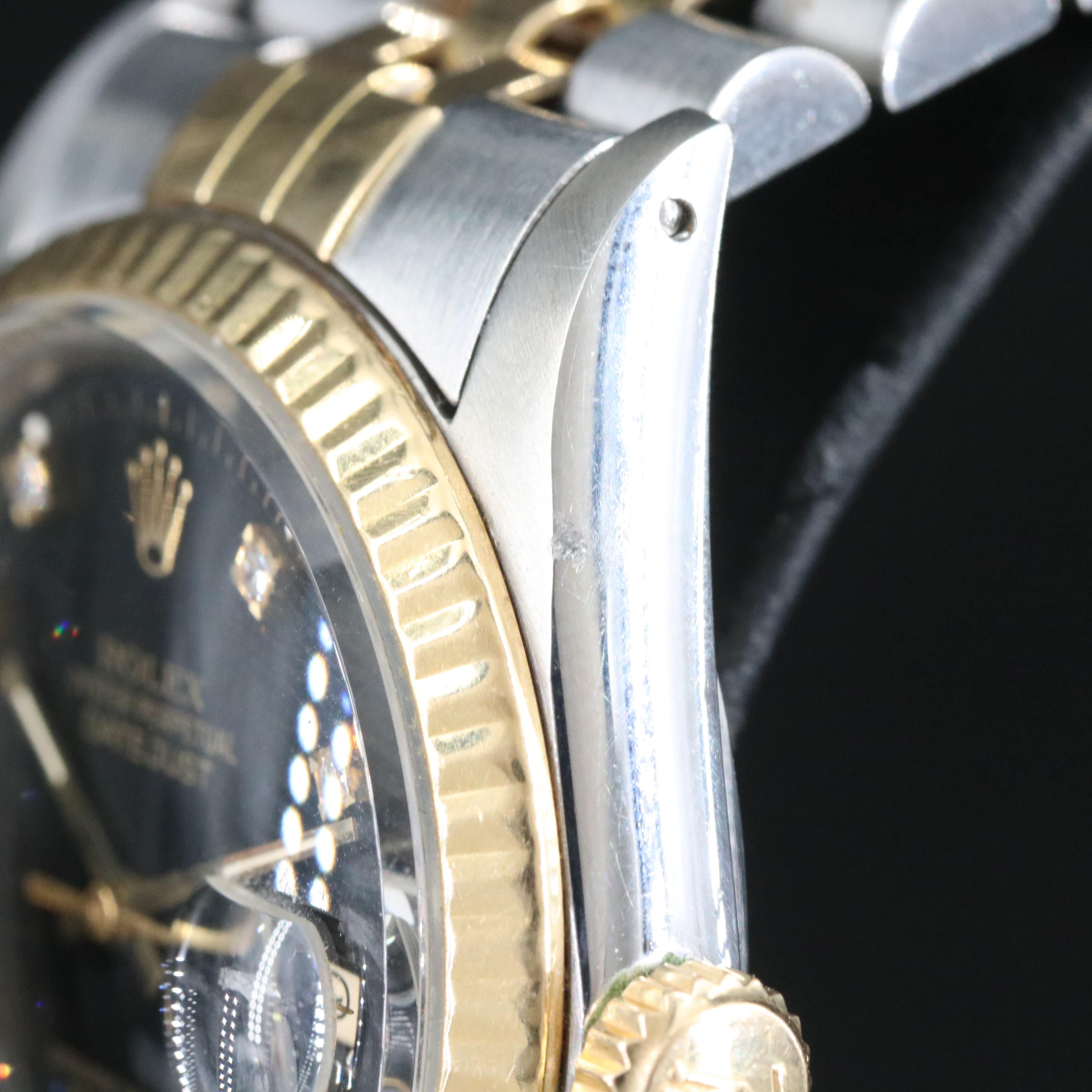 Rolex Datejust 16013 Diamond Black Dial Two-Tone Automatic Watch