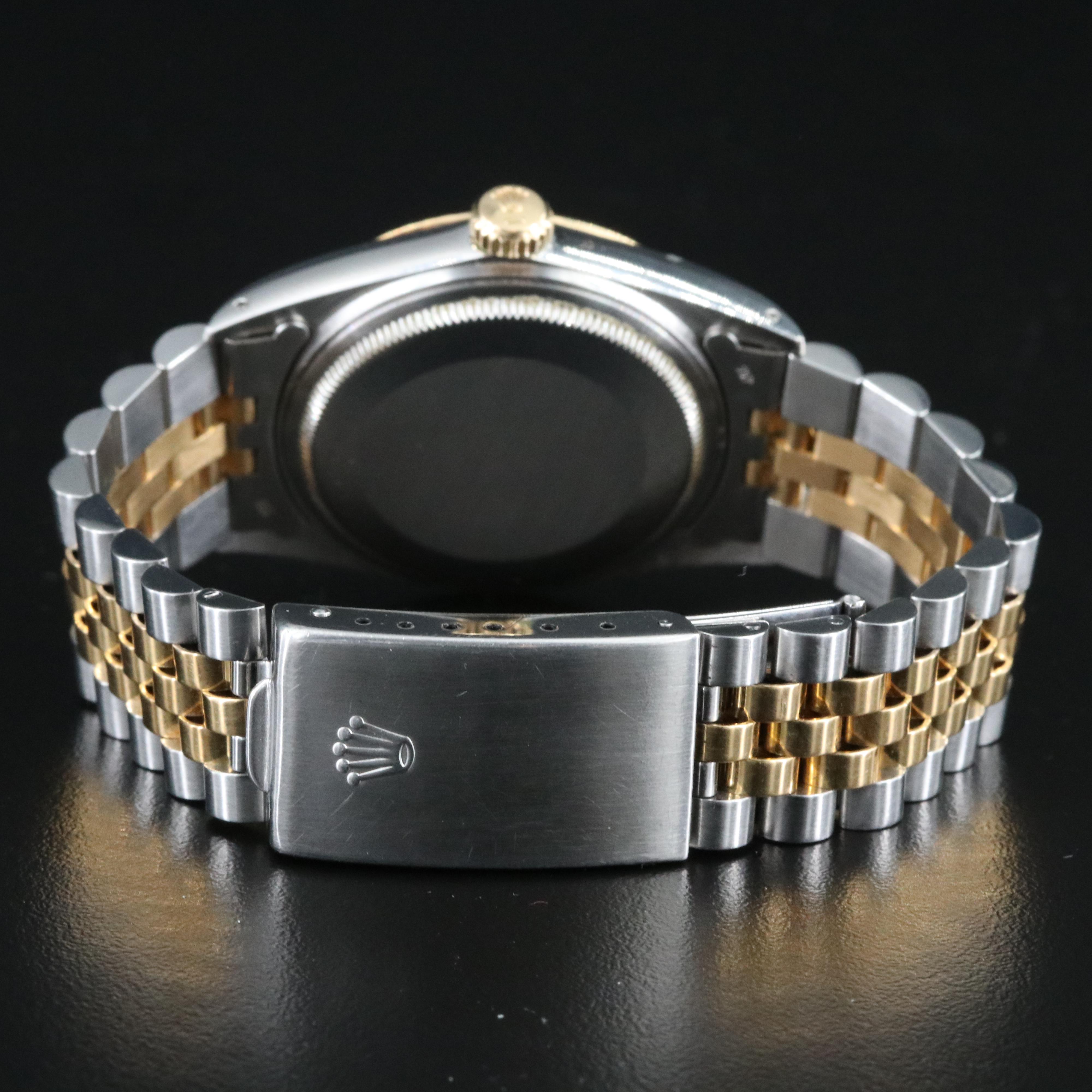 Rolex Datejust 16013 Diamond Black Dial Two-Tone Automatic Watch