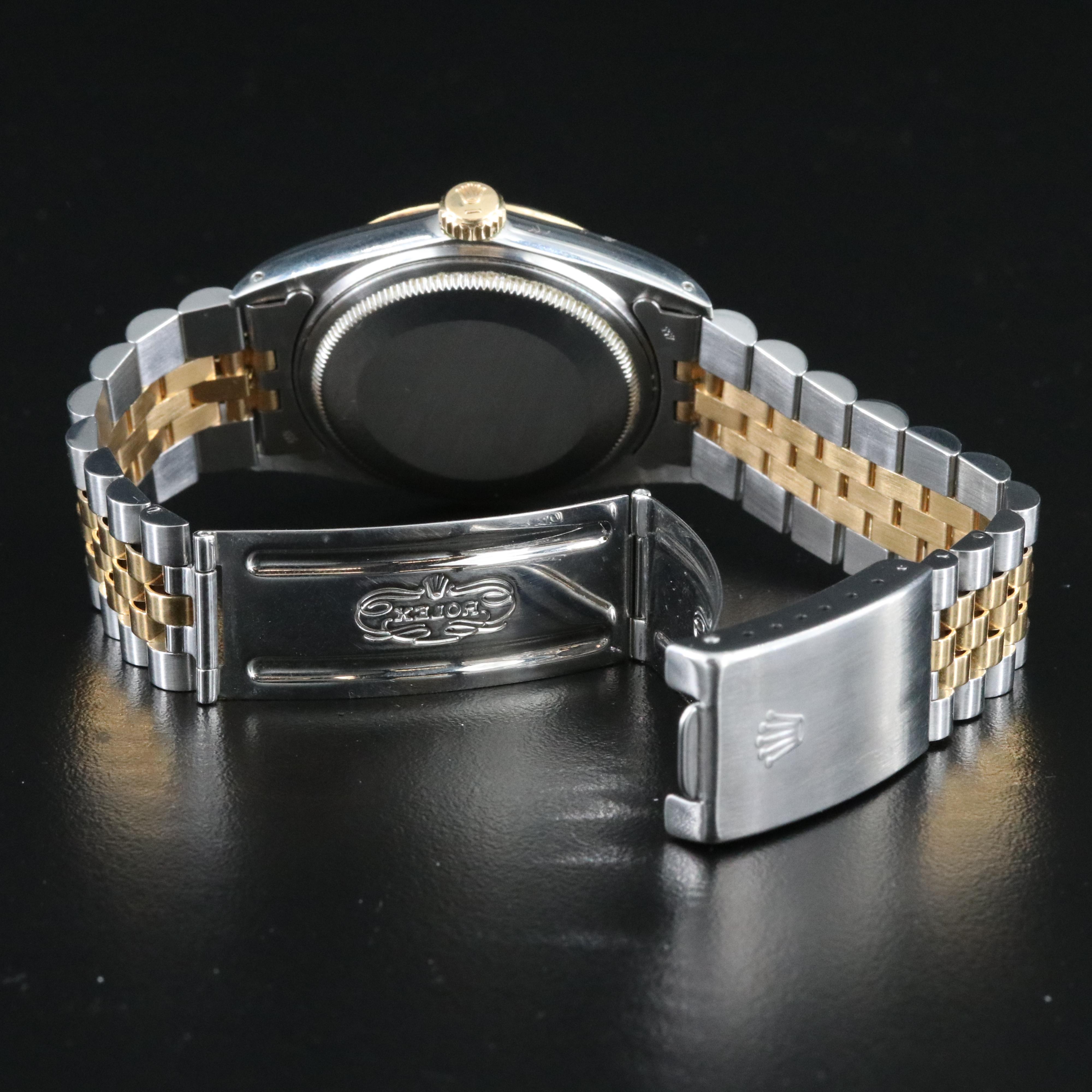 Rolex Datejust 16013 Diamond Black Dial Two-Tone Automatic Watch