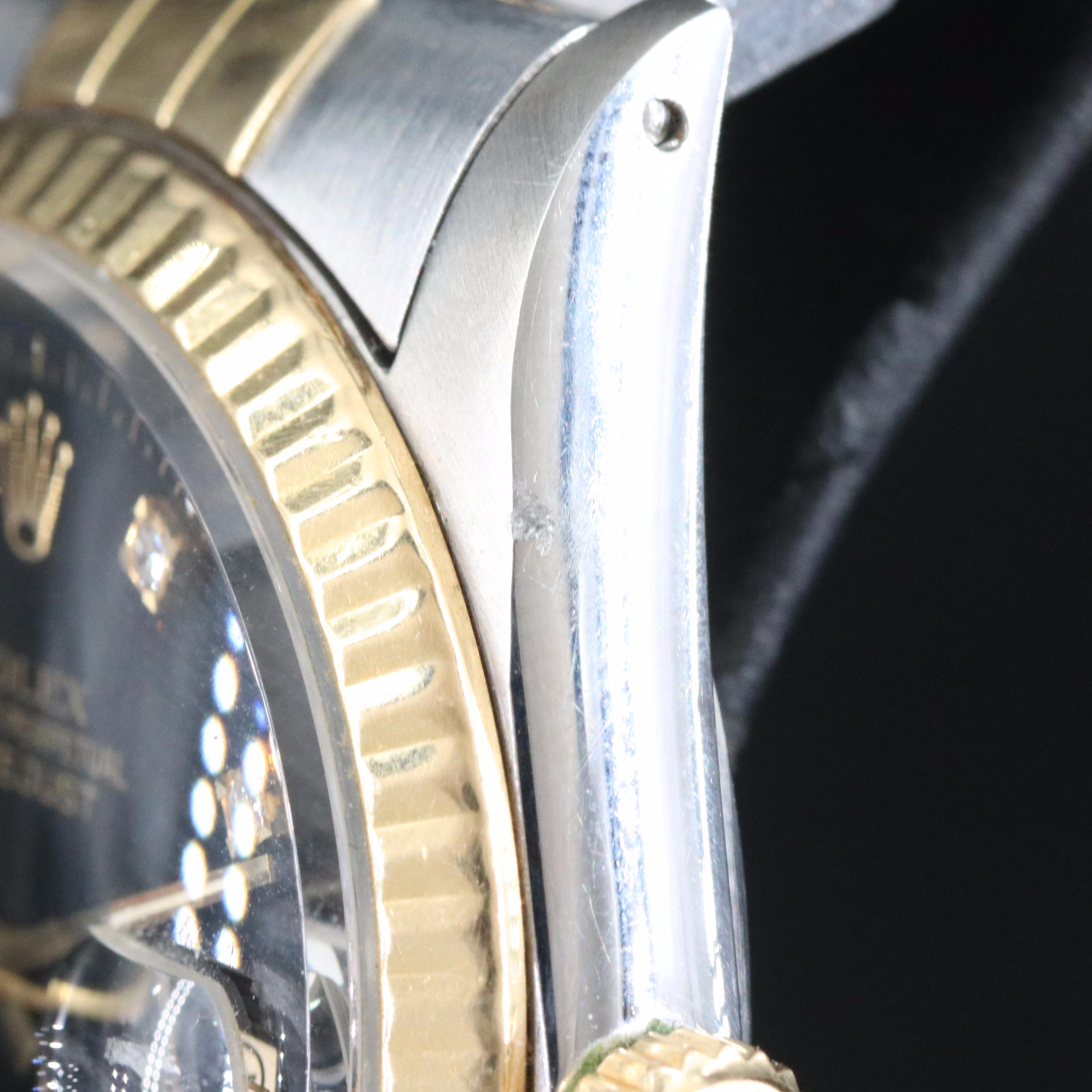 Rolex Datejust 16013 Diamond Black Dial Two-Tone Automatic Watch