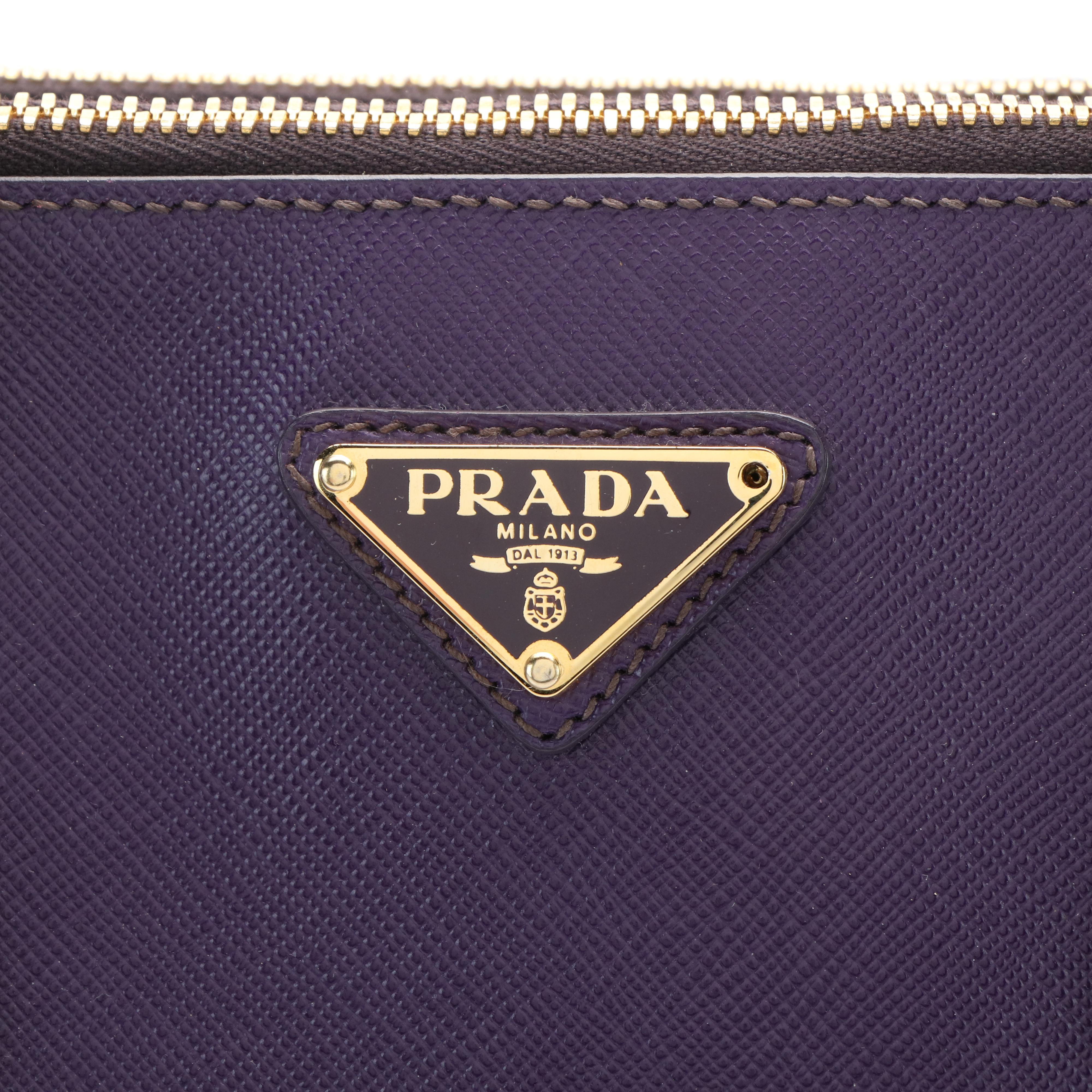 Prada Galleria Double Zip Handbag in Violet Saffiano Lux Leather
