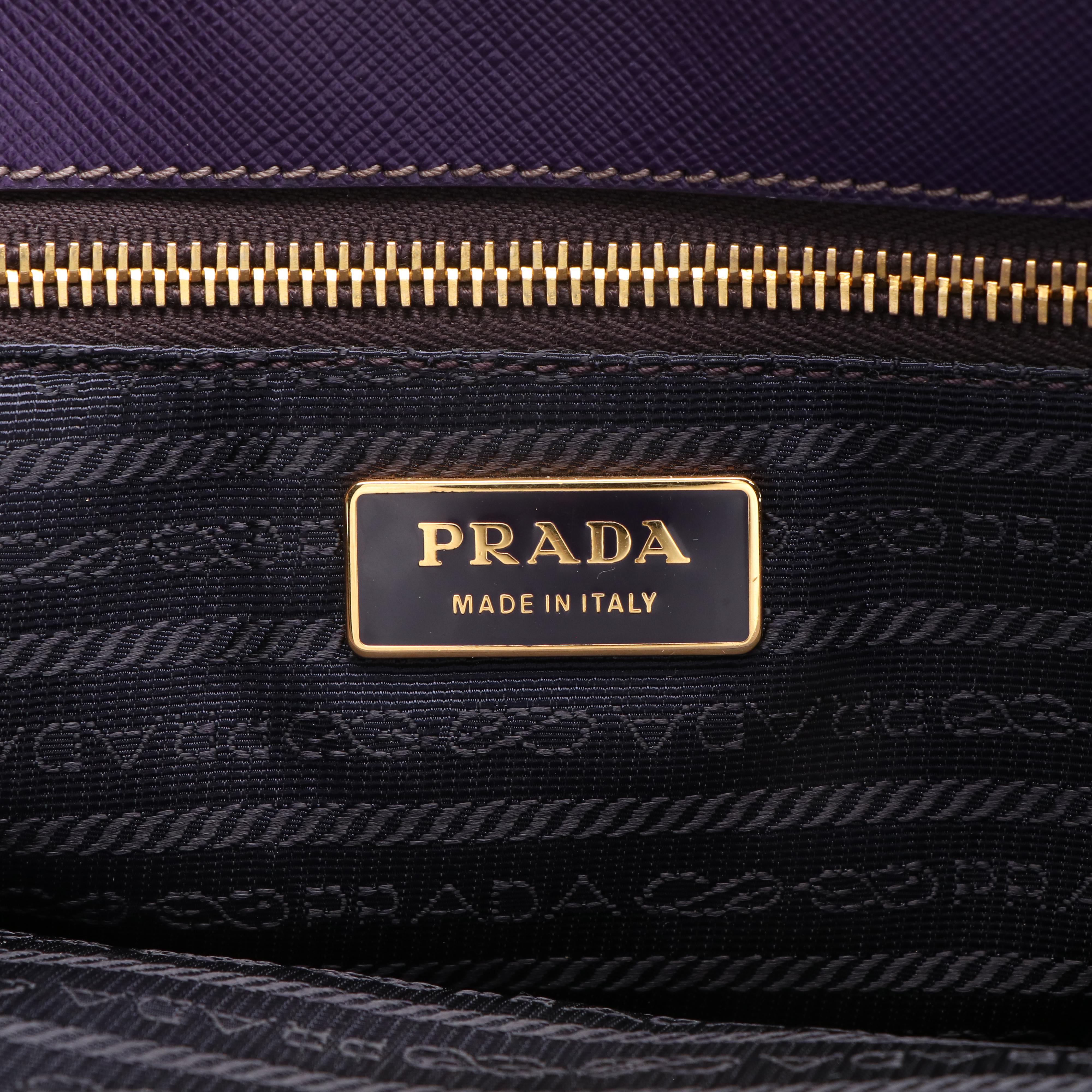 Prada Galleria Double Zip Handbag in Violet Saffiano Lux Leather