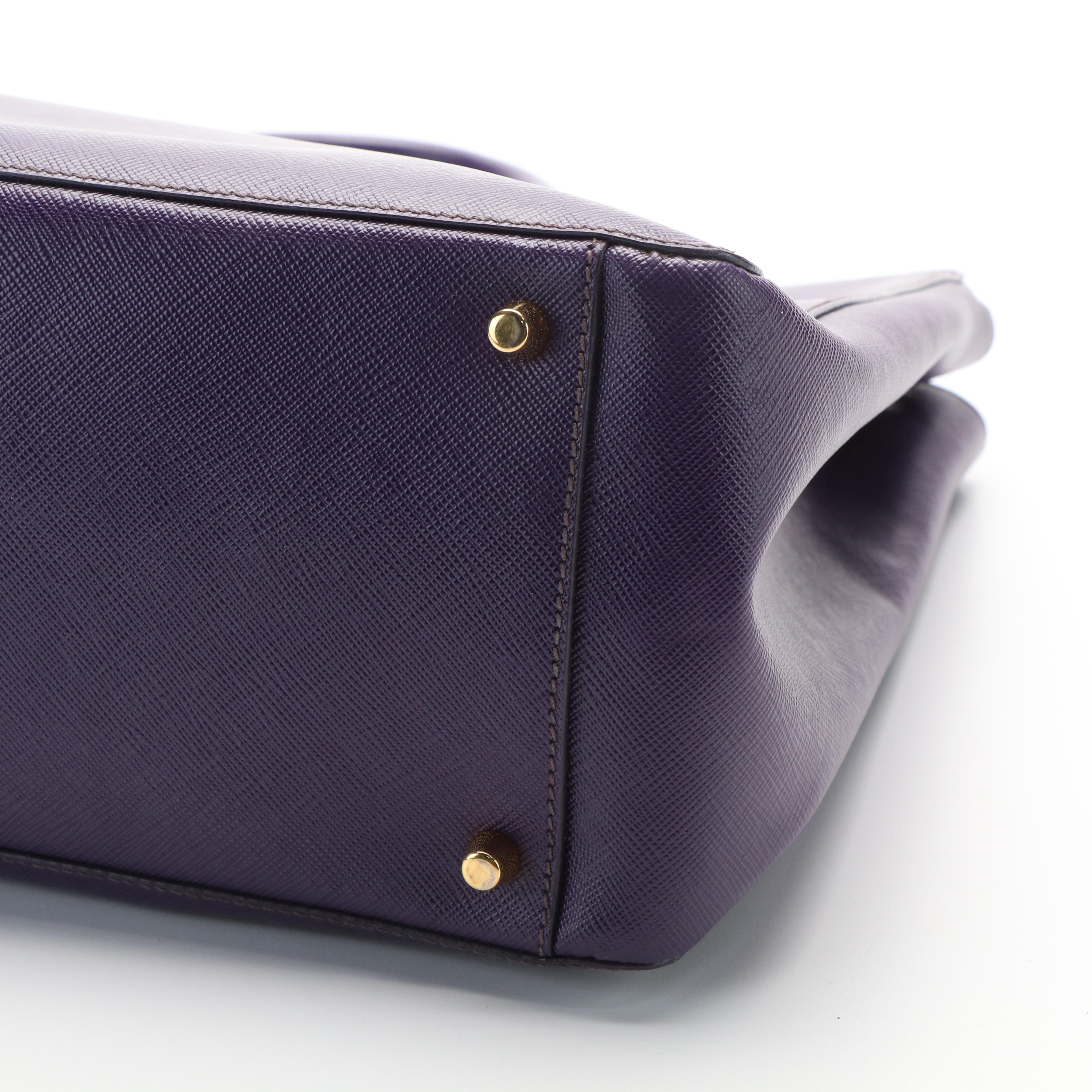 Prada Galleria Double Zip Handbag in Violet Saffiano Lux Leather