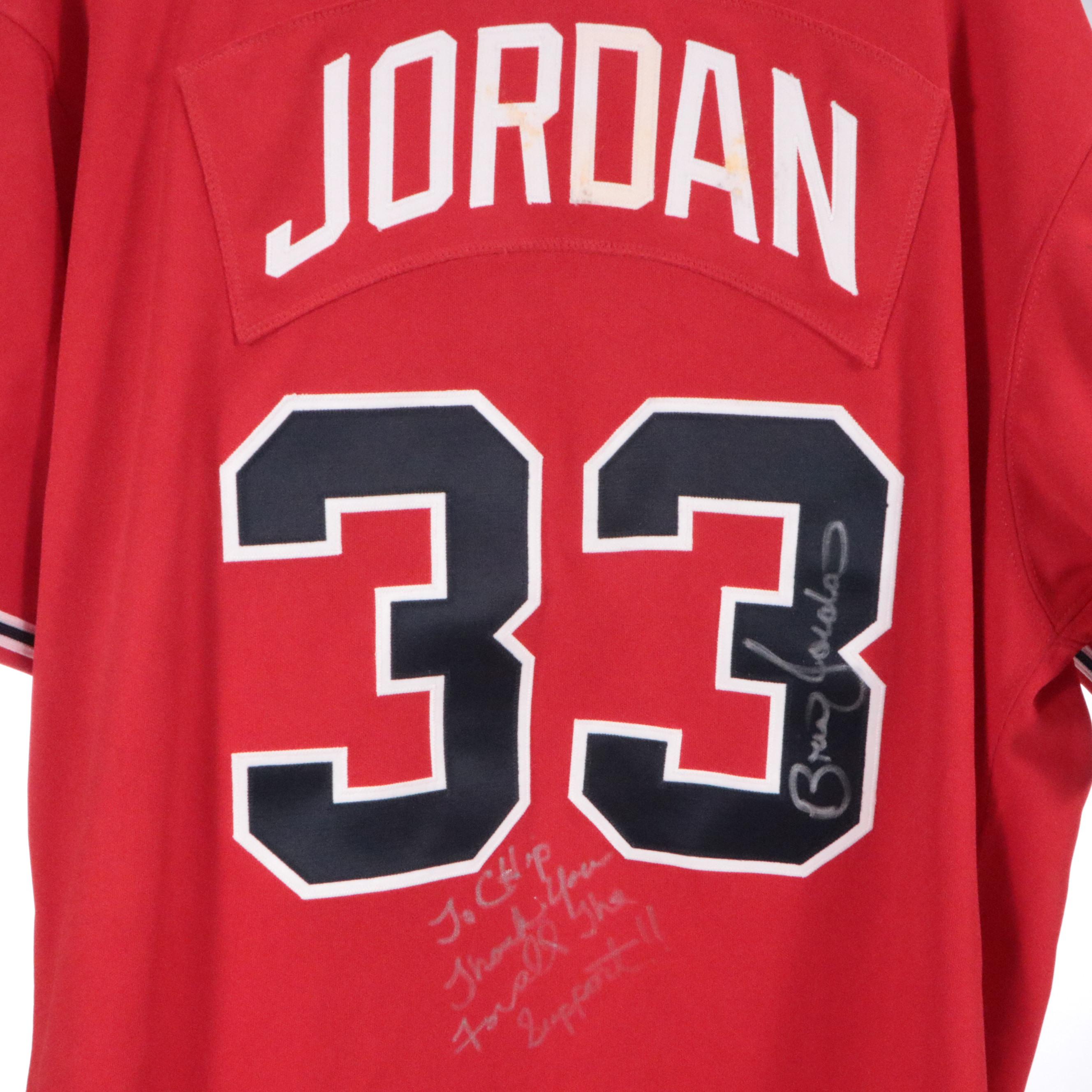 Brian Jordan Signed and Game Used  Atlanta Braves Majestic Baseball Jersey
