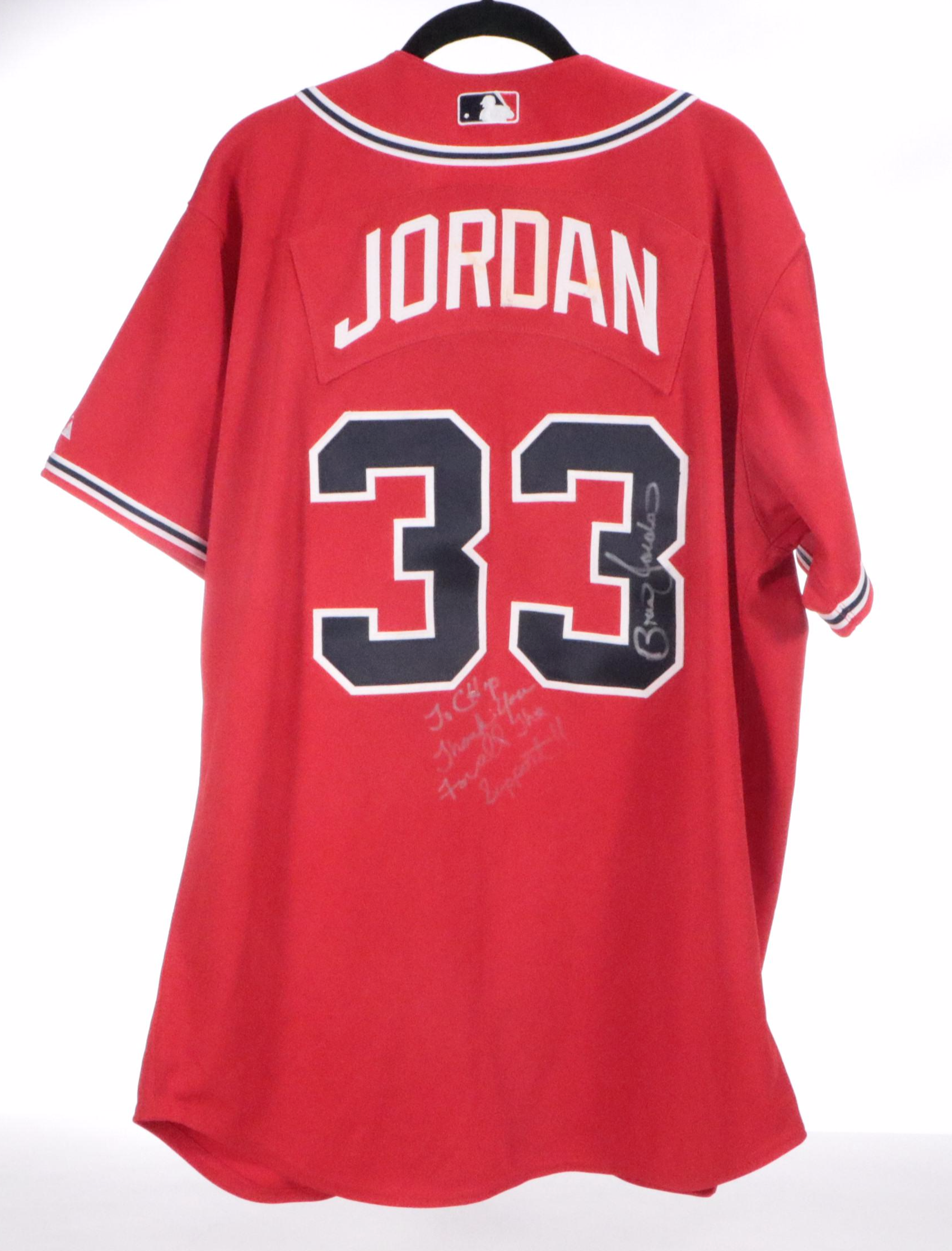 Brian Jordan Signed and Game Used  Atlanta Braves Majestic Baseball Jersey