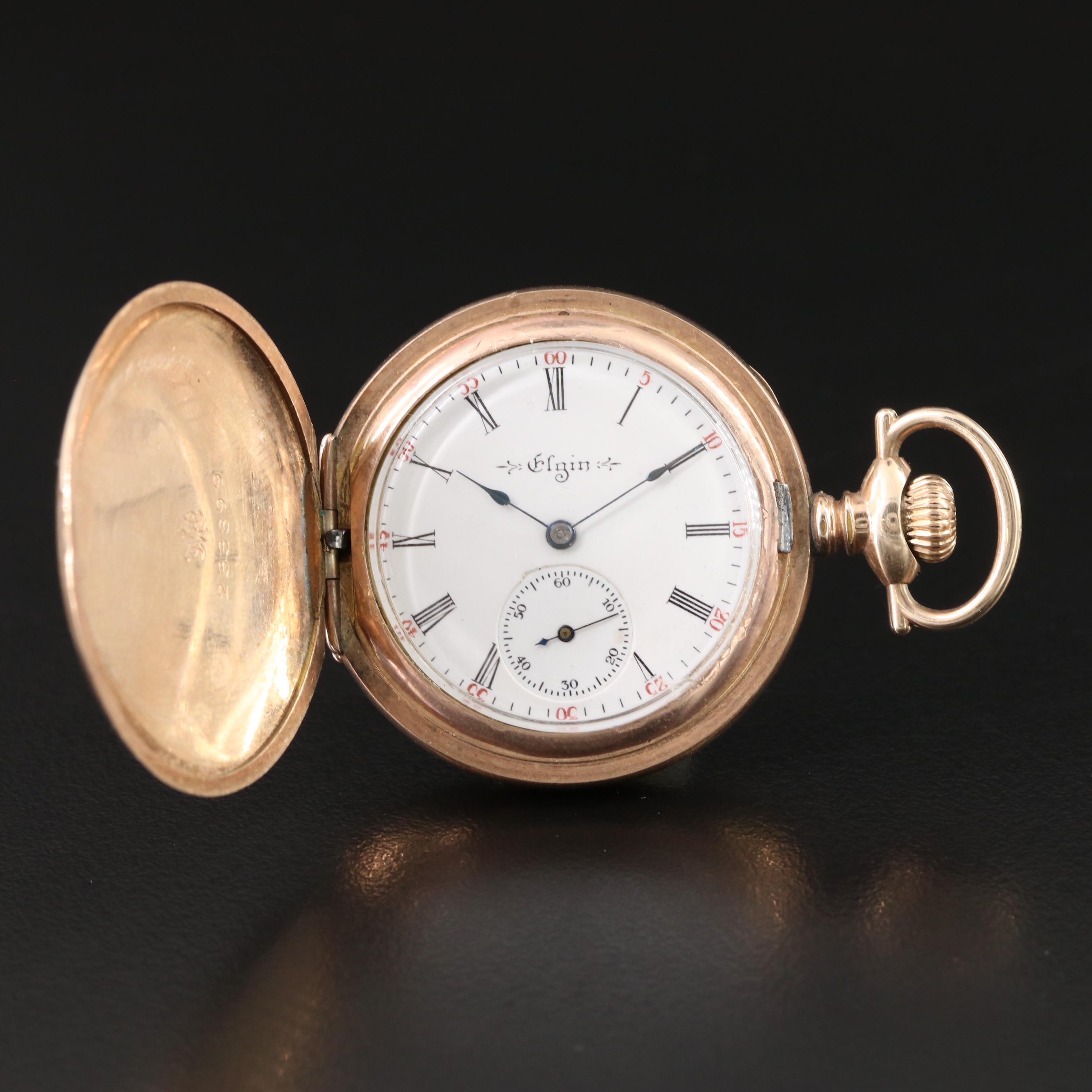 121 Yr. Old Gold Filled Multi Colored Hunting Case Elgin Pocket Watch