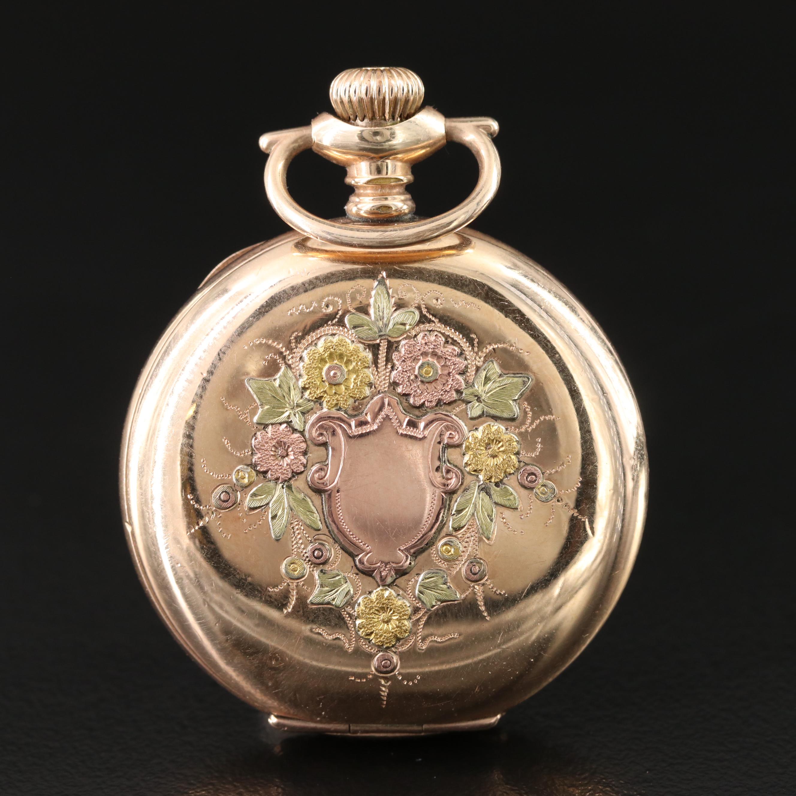 121 Yr. Old Gold Filled Multi Colored Hunting Case Elgin Pocket Watch