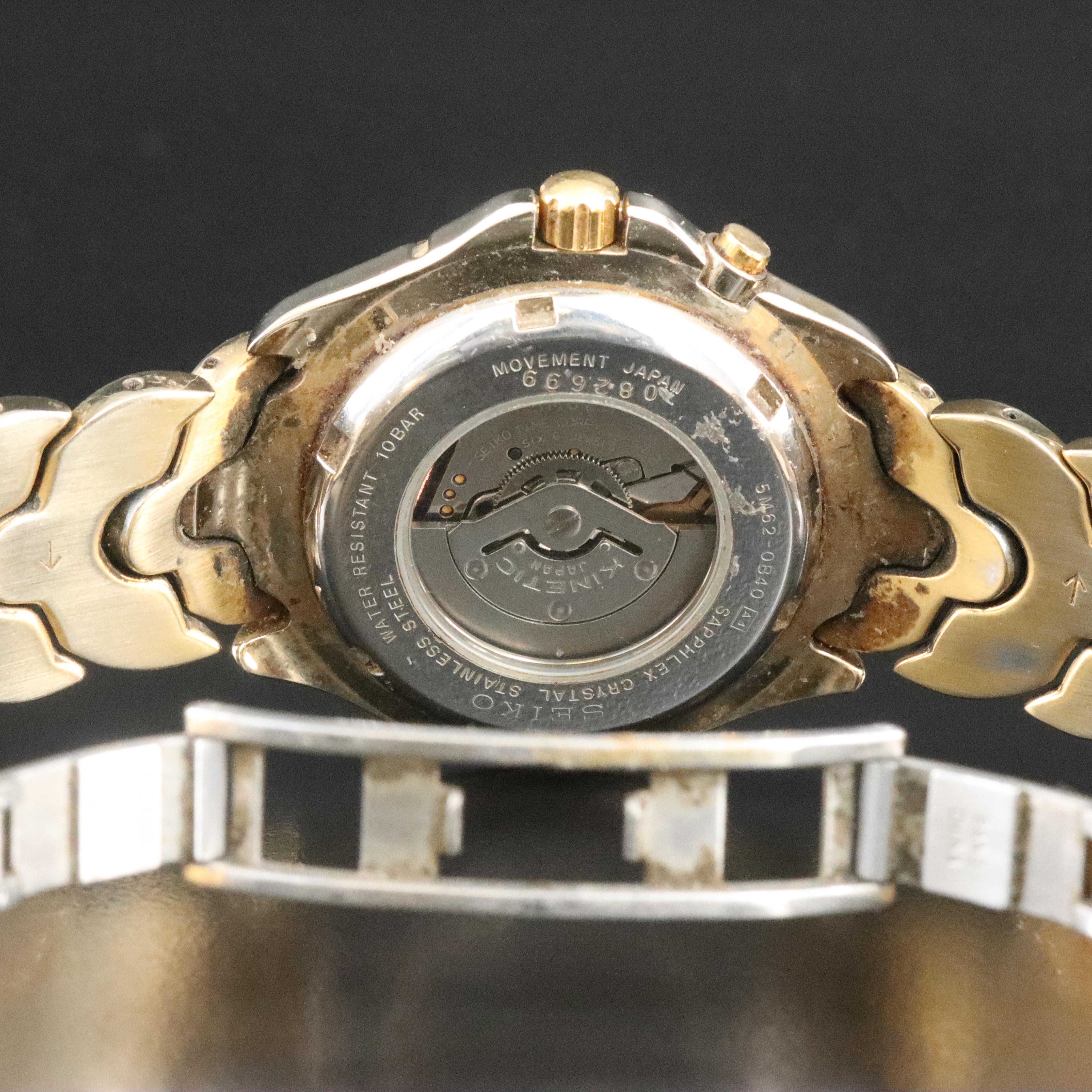 Seiko Kinetic 5M62-0B40 Two-Tone Quartz Watch