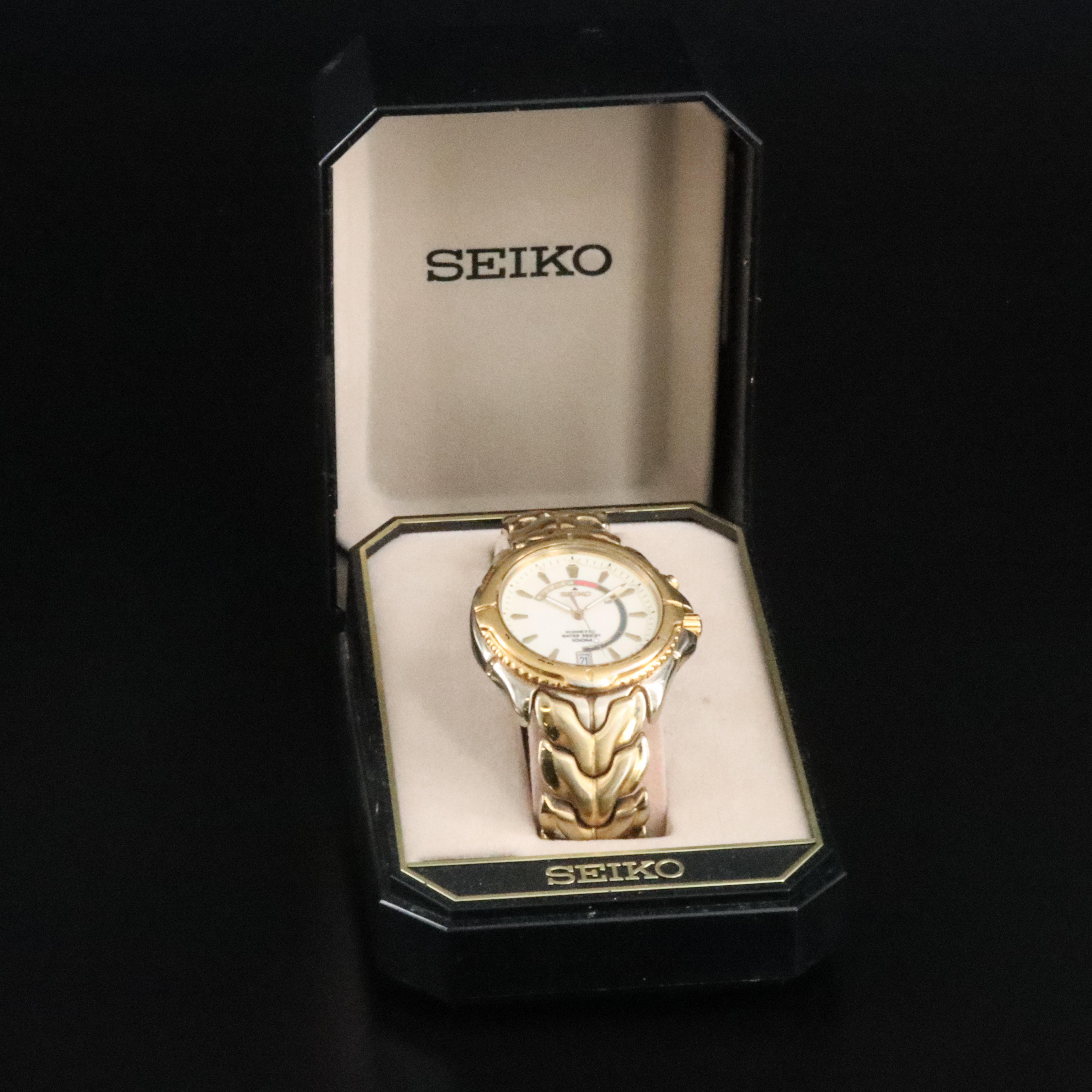 Seiko Kinetic 5M62-0B40 Two-Tone Quartz Watch