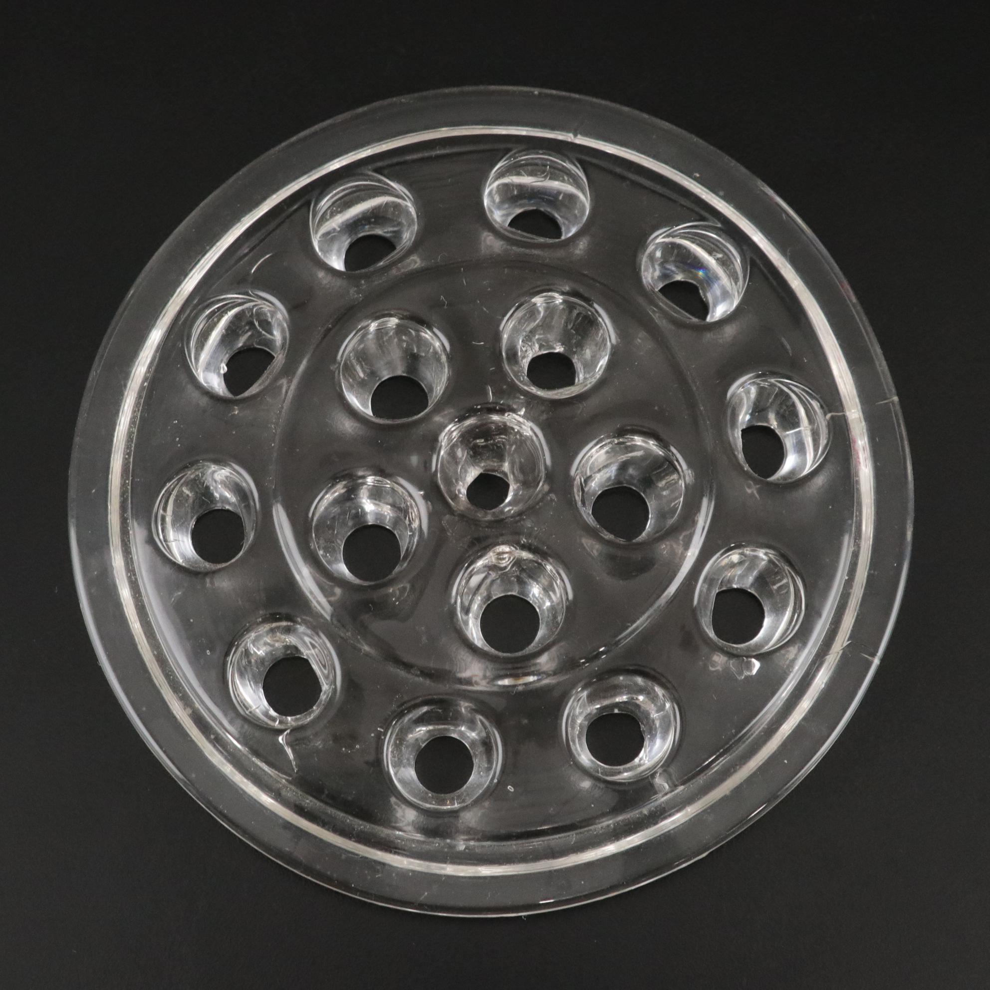 Hand Blown Clear Glass Trio of Flower Frogs