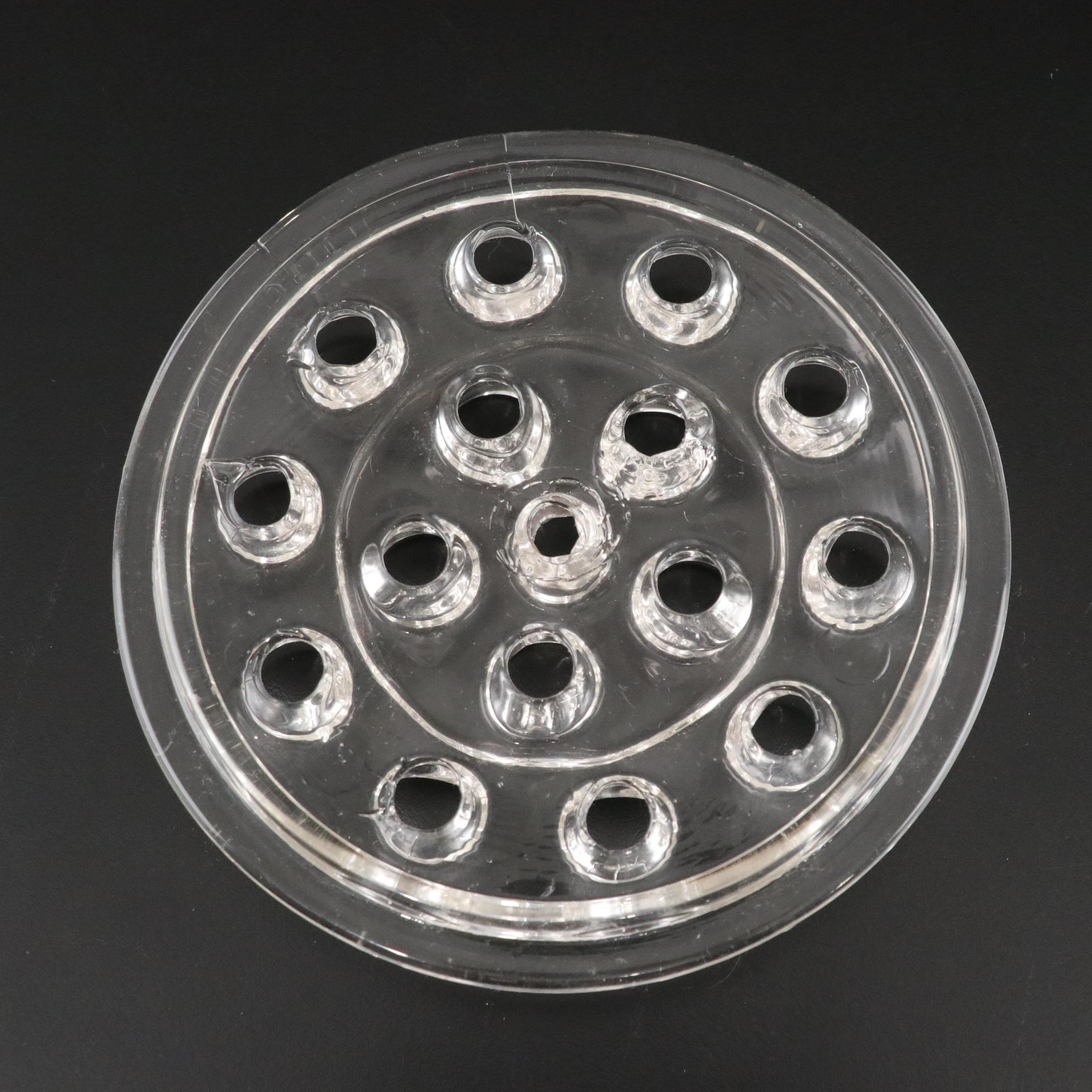 Hand Blown Clear Glass Trio of Flower Frogs