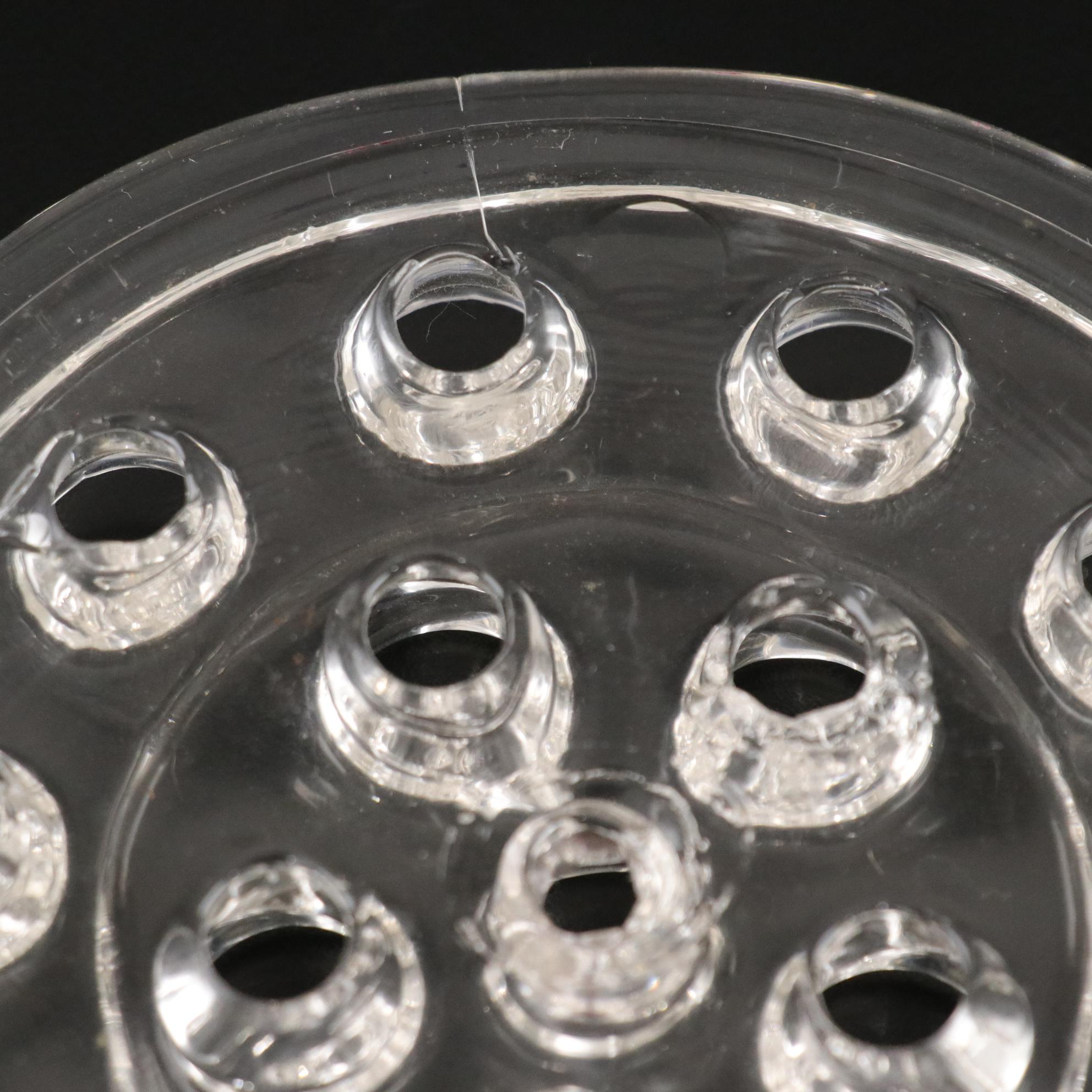 Hand Blown Clear Glass Trio of Flower Frogs