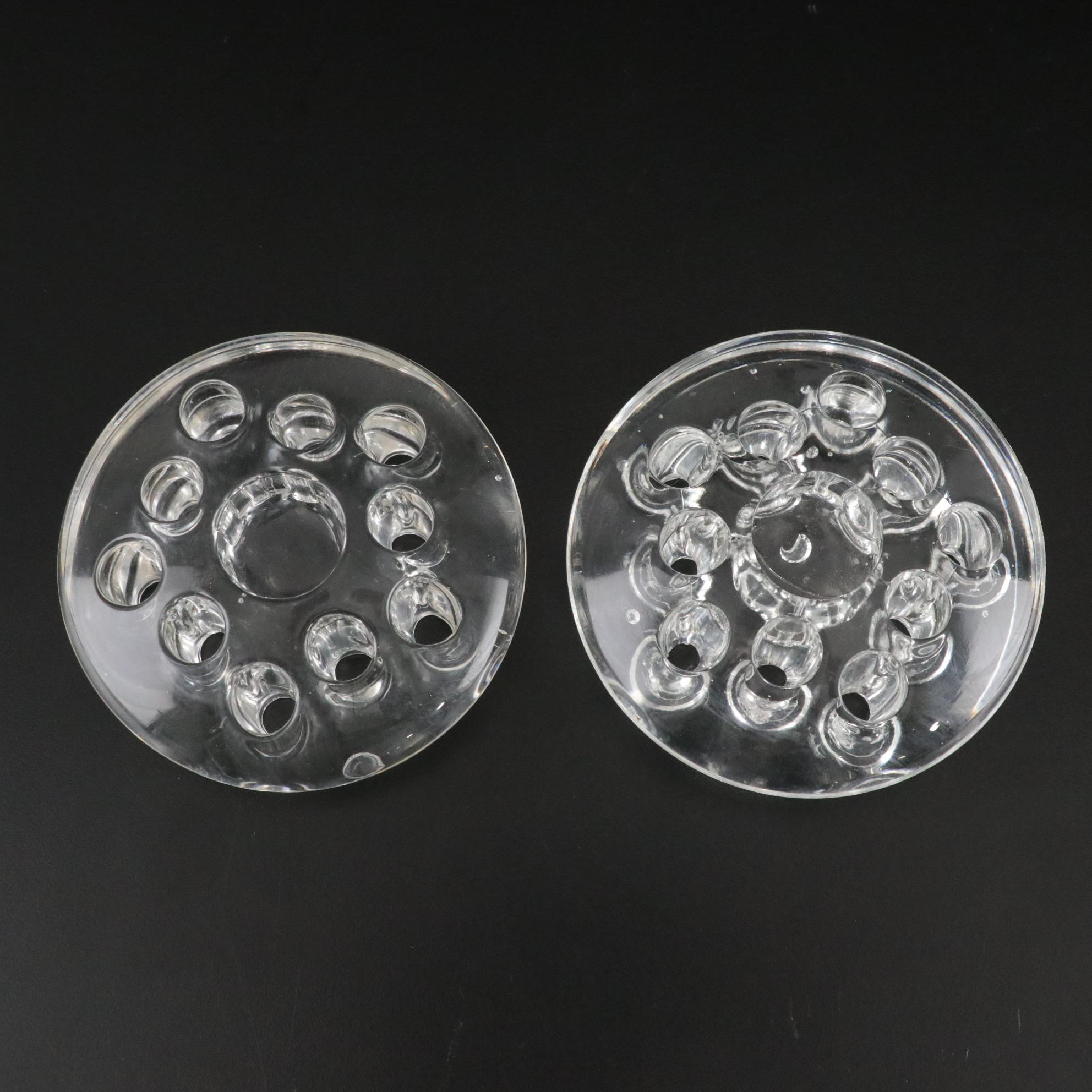 Hand Blown Clear Glass Trio of Flower Frogs