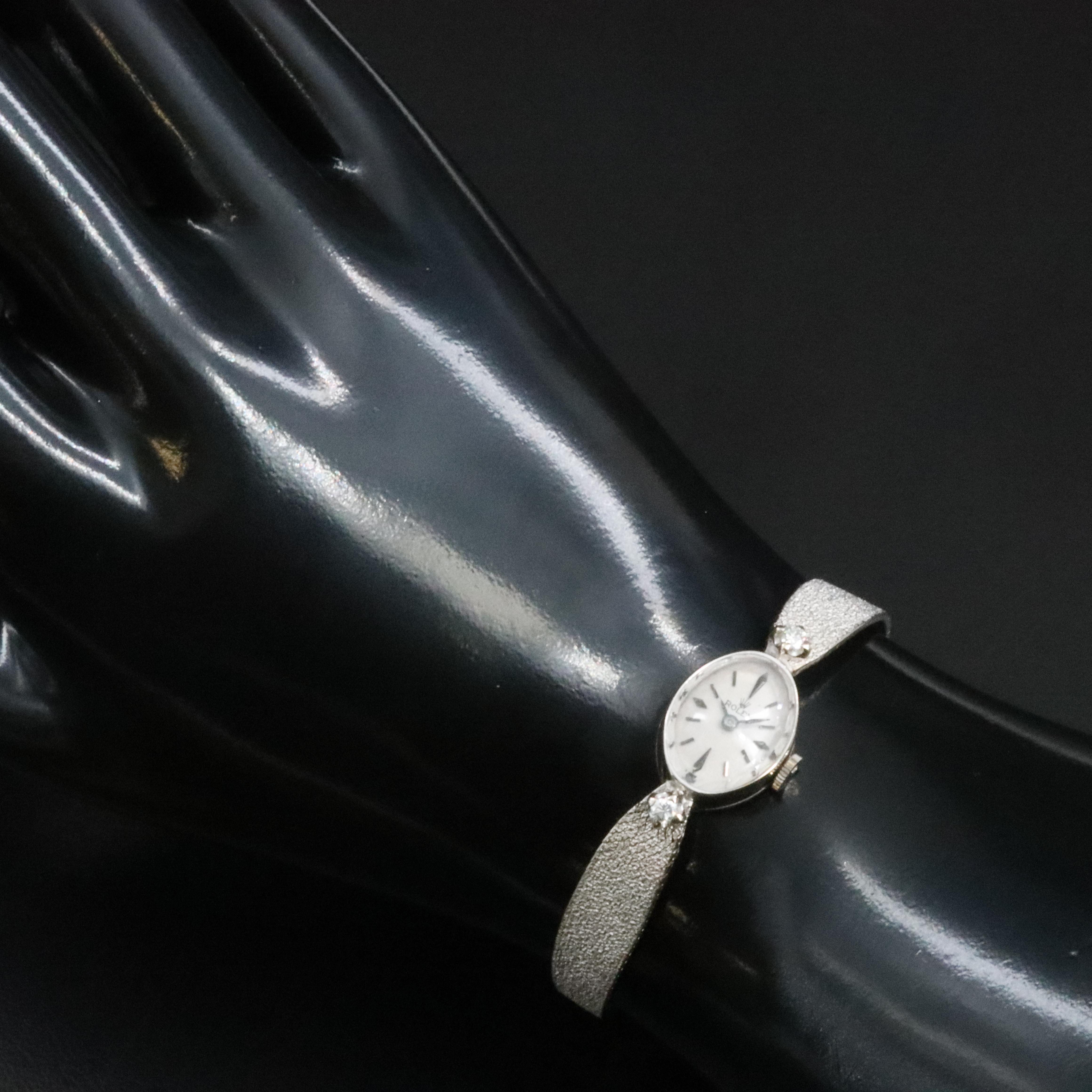 14K Vintage Rolex Custom Diamond Manual Wind Watch