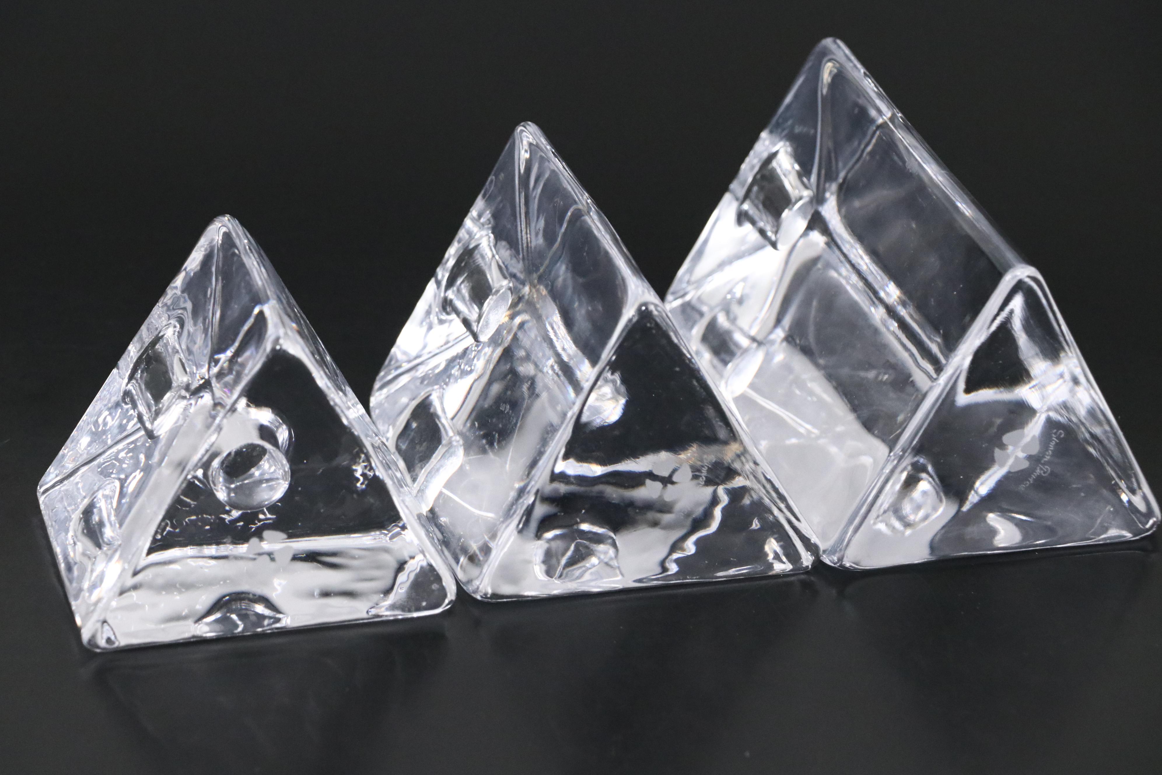 Simon Pearce Woodbury Triangular Crystal Candle Holders