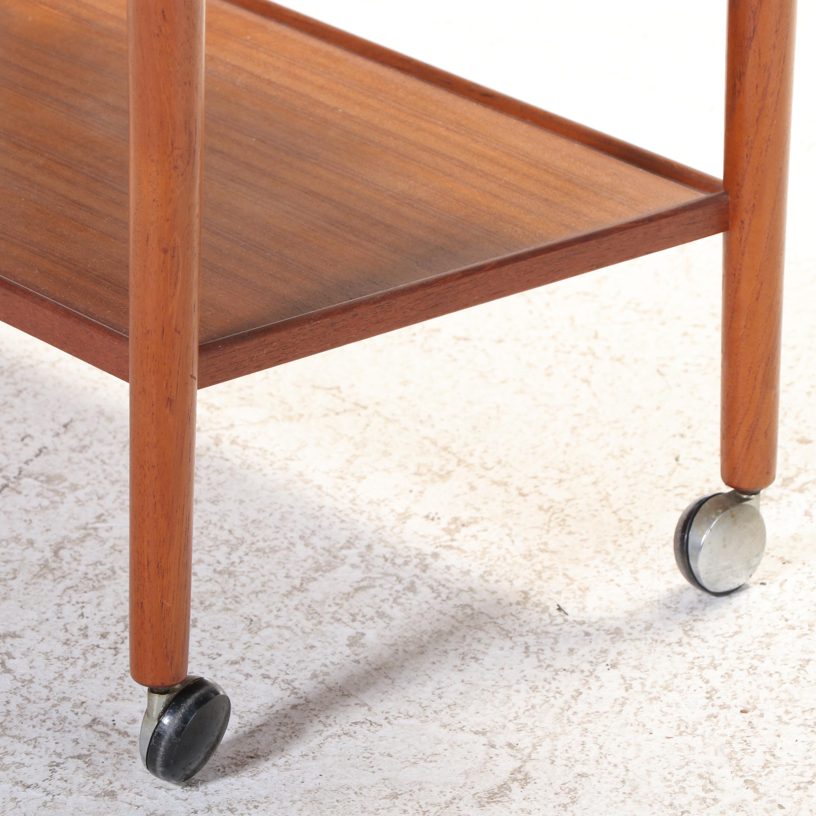 Danish Modern Teak and Black Laminate Extending Serving Trolley, Circa 1960