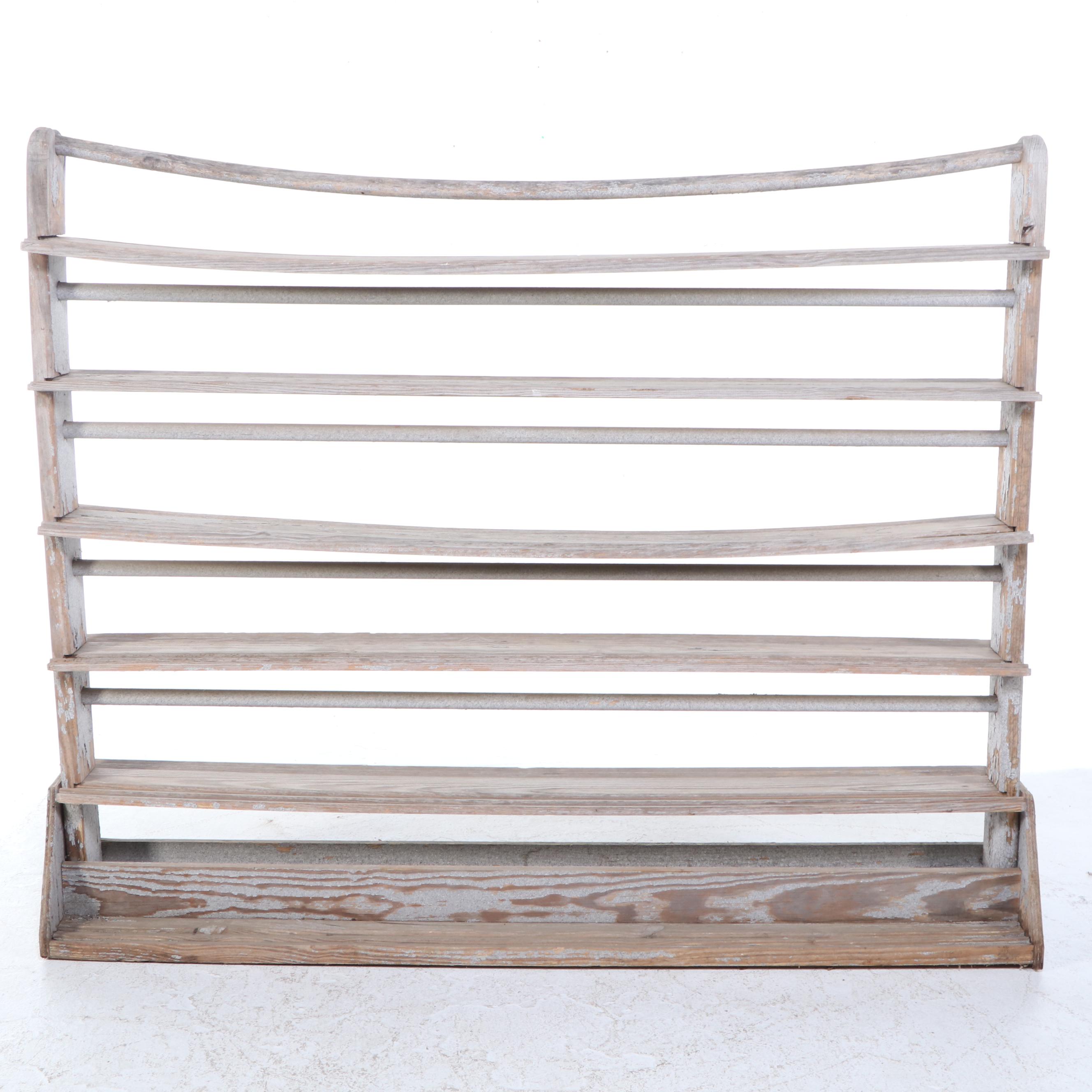 American Primitive Wooden Plate Rack, 19th Century