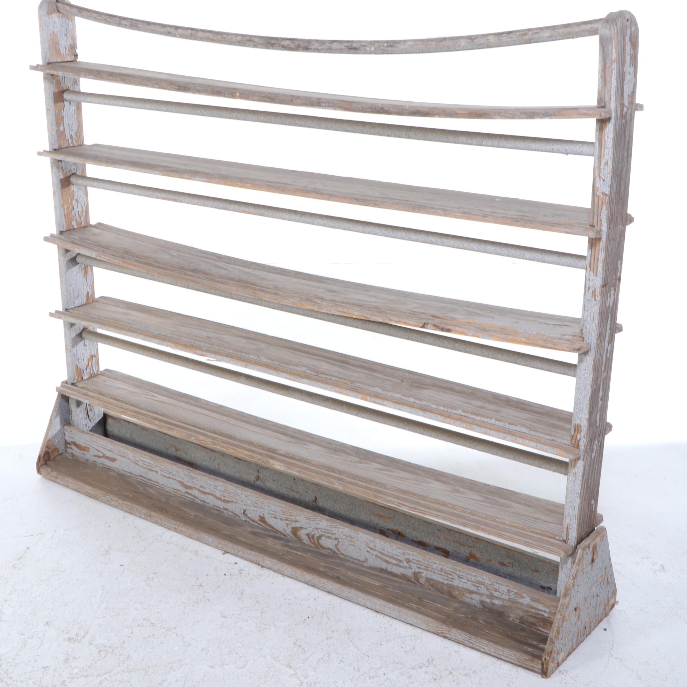 American Primitive Wooden Plate Rack, 19th Century