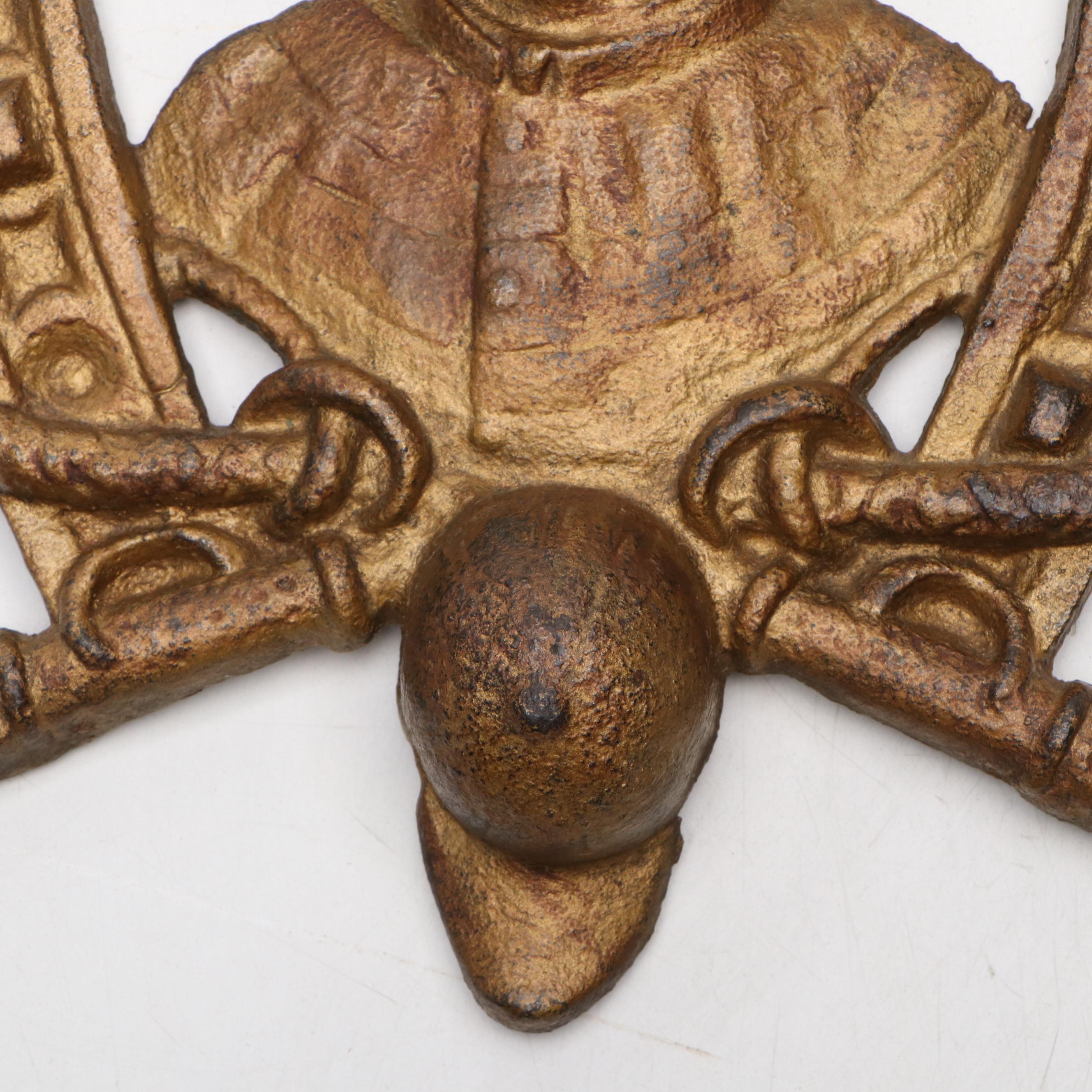 Tom Corrigan Australian Jockey Metal Wall Plaque, Early to Mid-20th Century