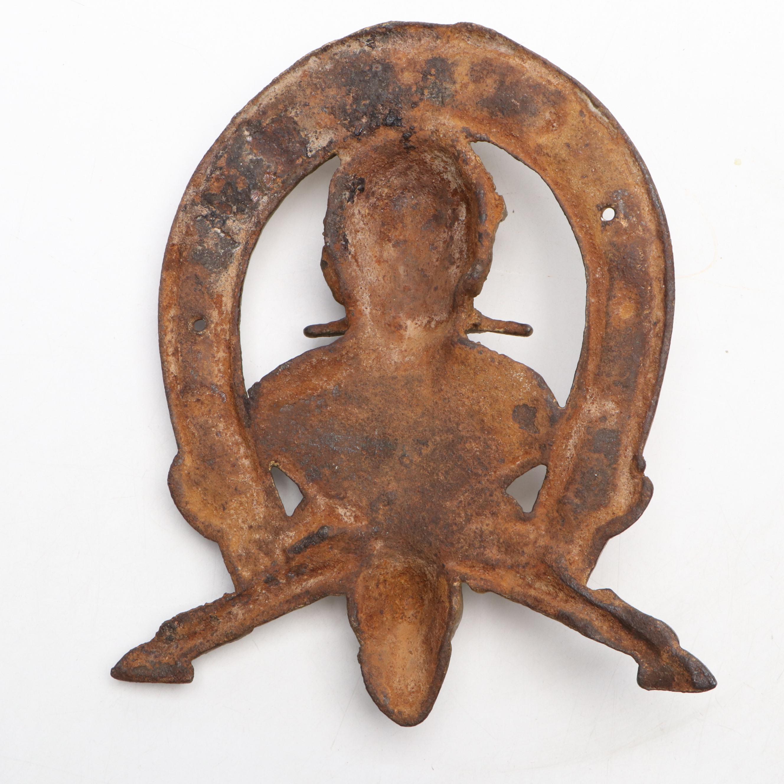 Tom Corrigan Australian Jockey Metal Wall Plaque, Early to Mid-20th Century