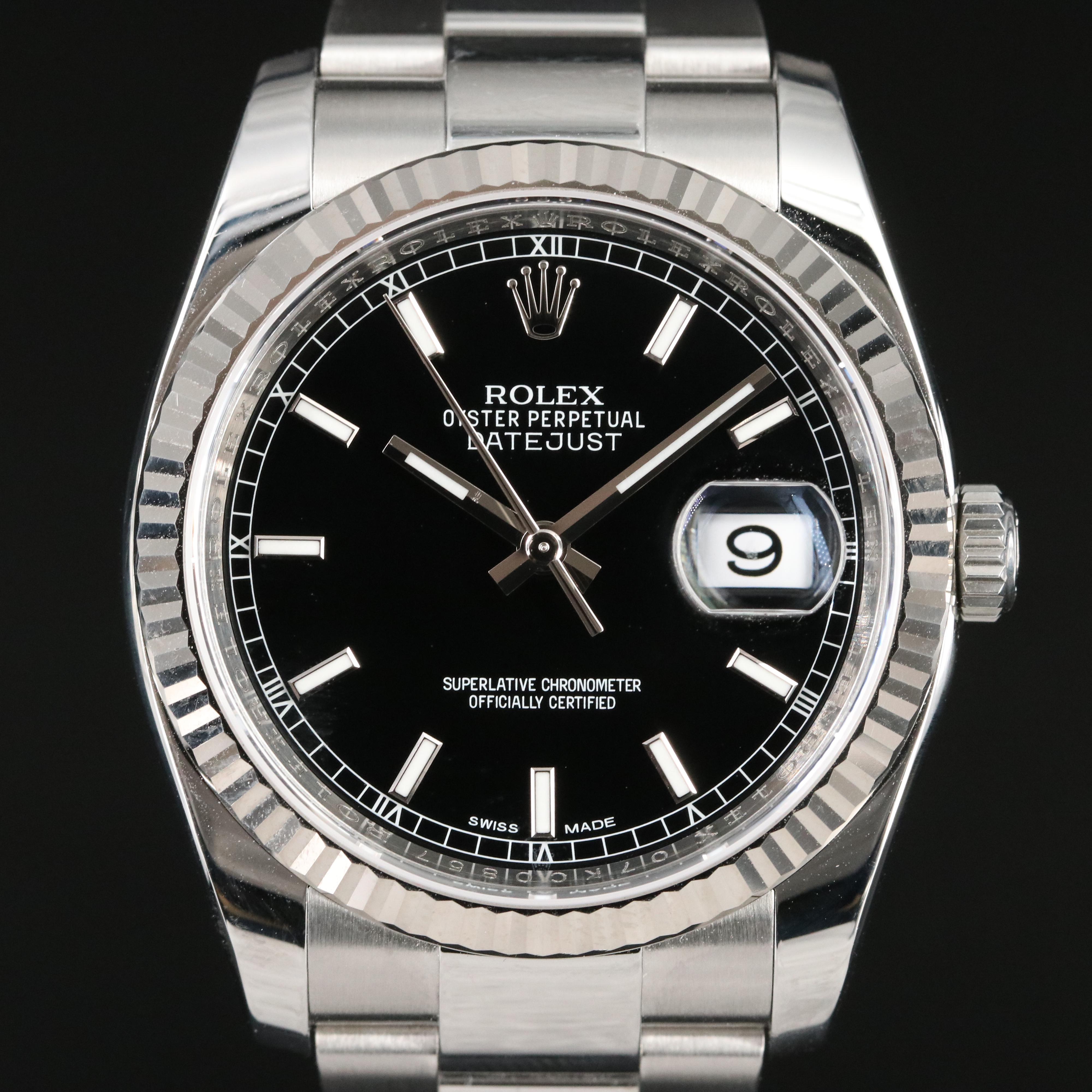 Rolex Datejust 18K Fluted Bezel and Stainless Steel Watch