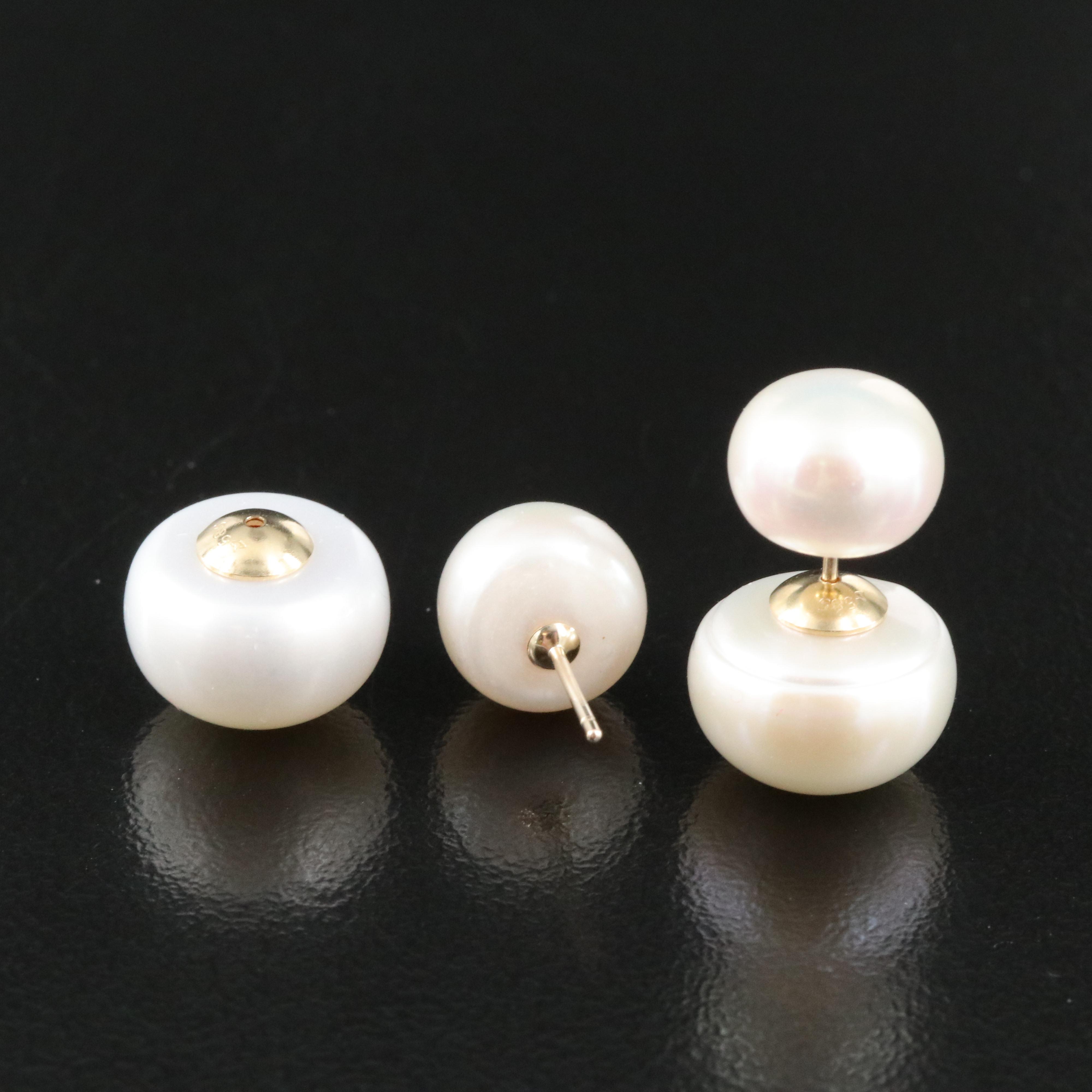 14K Pearl Front-Back Earrings