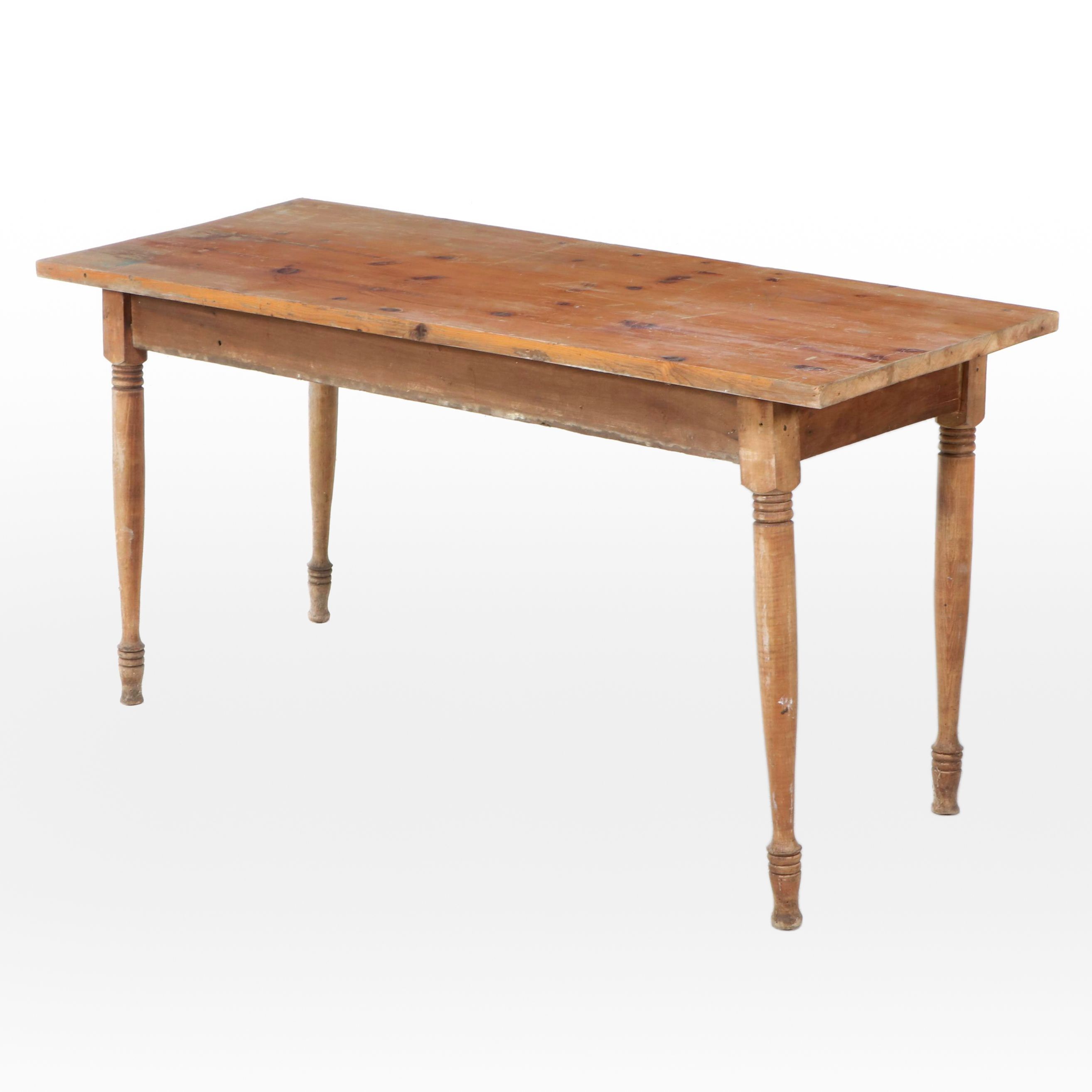 American Primitive Pine, Poplar, and Maple Farm Table