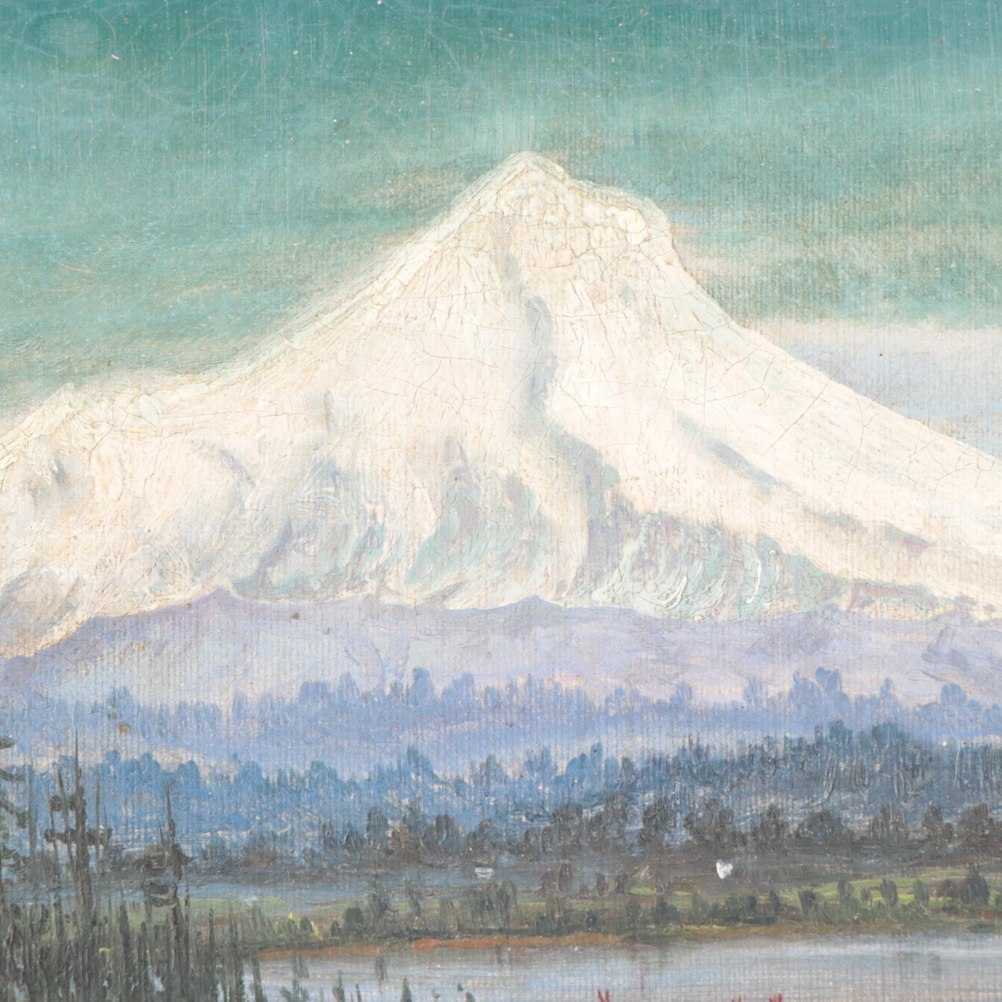 Mountainous Landscape Oil Painting of Mt. Hood, 1884