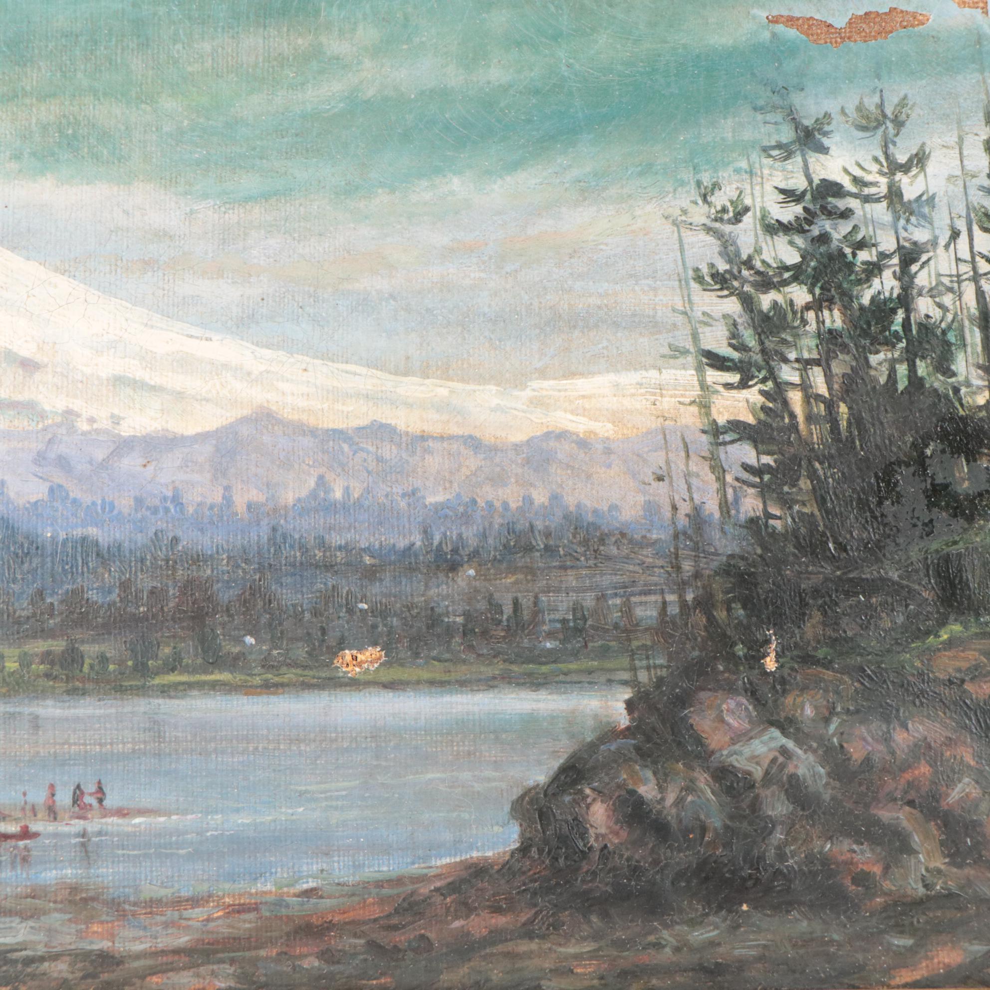 Mountainous Landscape Oil Painting of Mt. Hood, 1884