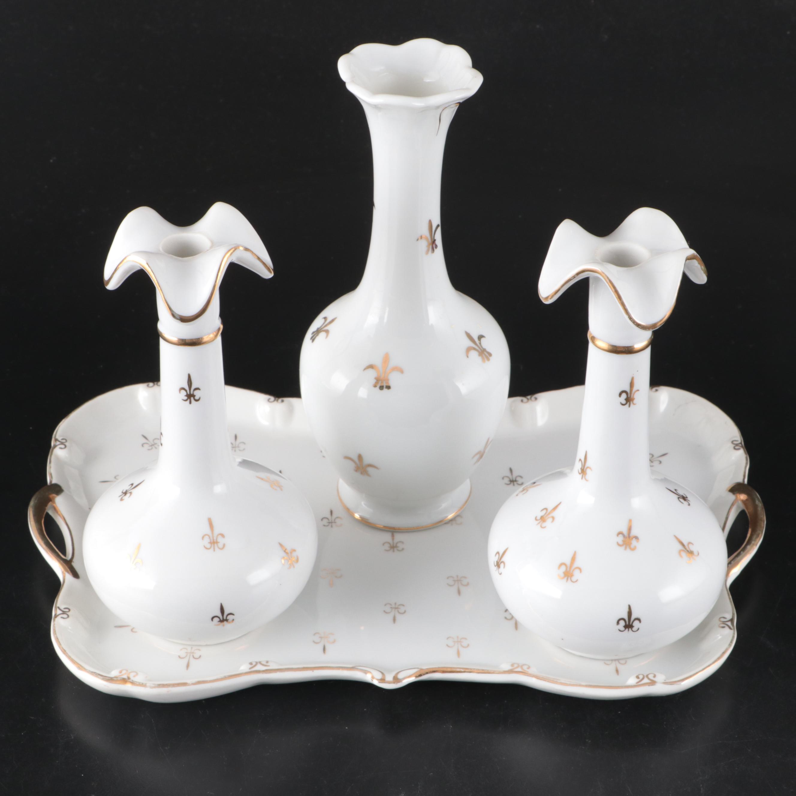 Arnart French Style Porcealin Vanity Set, Mid to Late 20th Century
