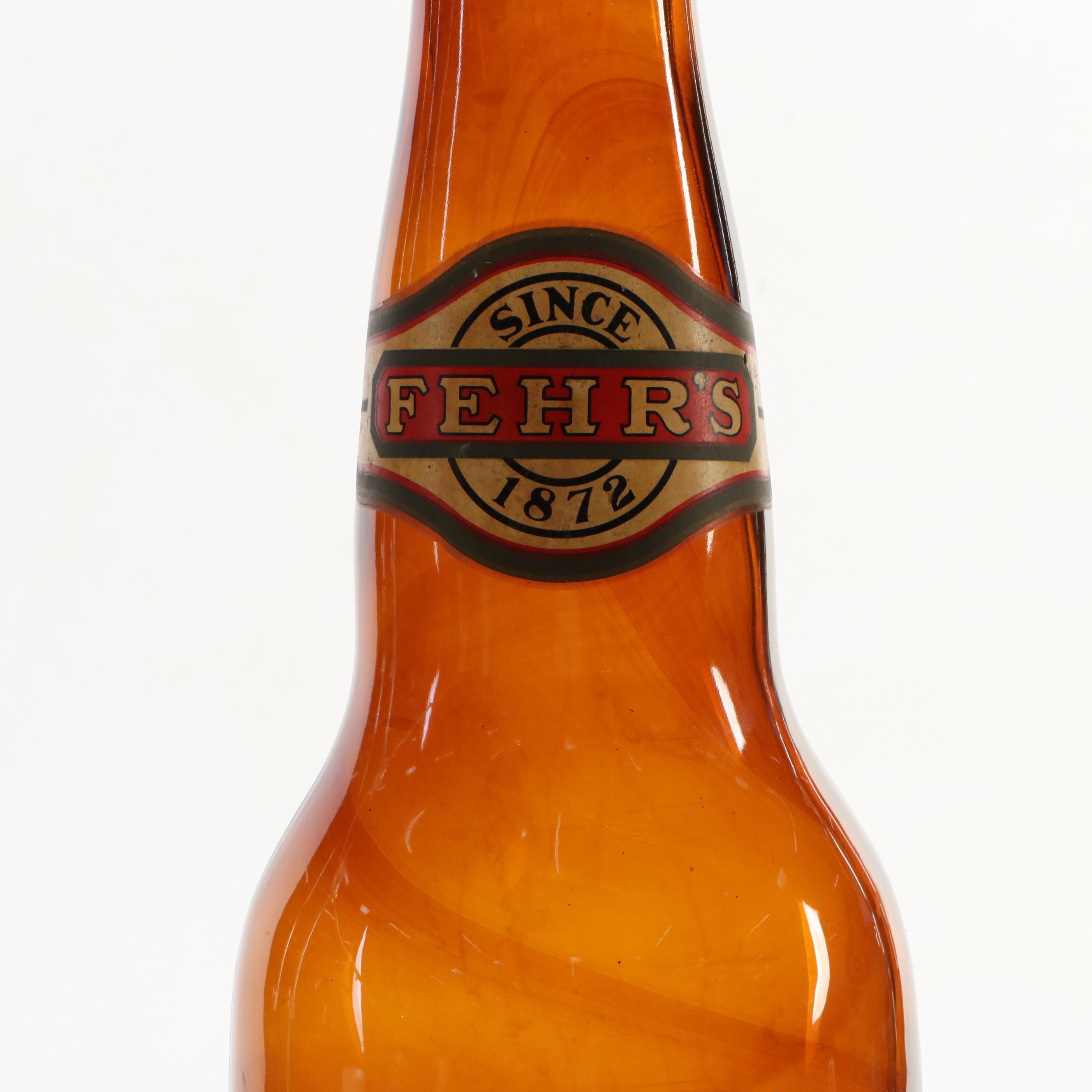 Fehr's XL Beer Glass Advertising Display Bottle, Mid-20th Century
