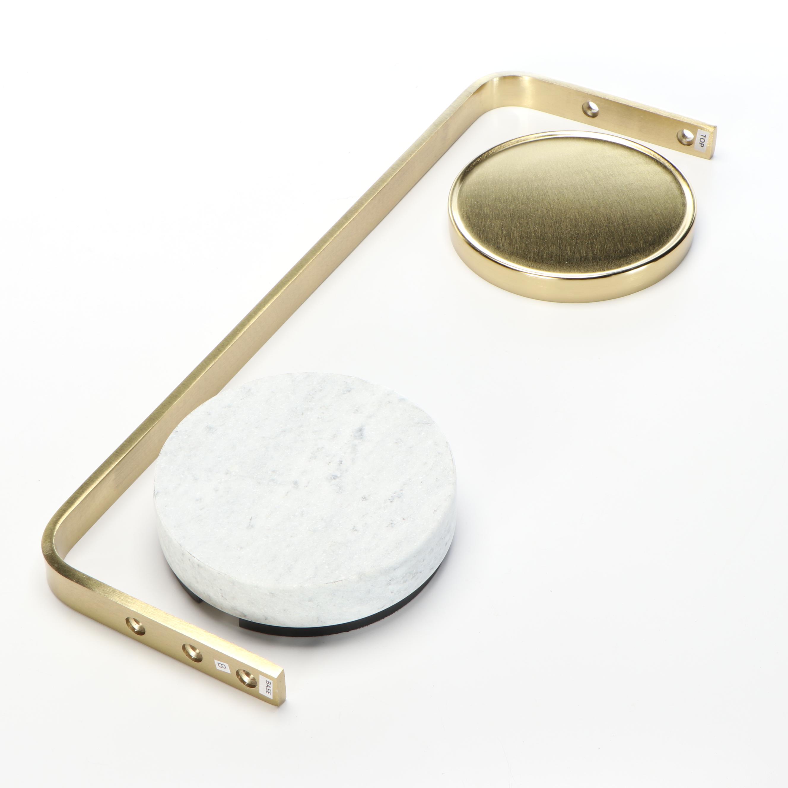 West Elm Brass Toned Metal and Marble Base Murray Drink Table