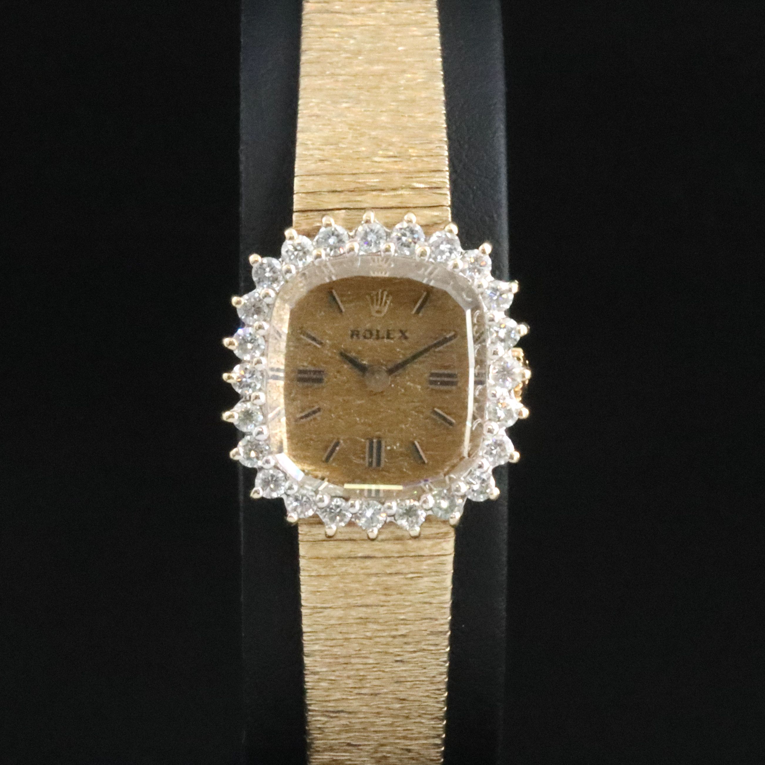 14K Rolex Vintage Diamond Stem Wind Watch