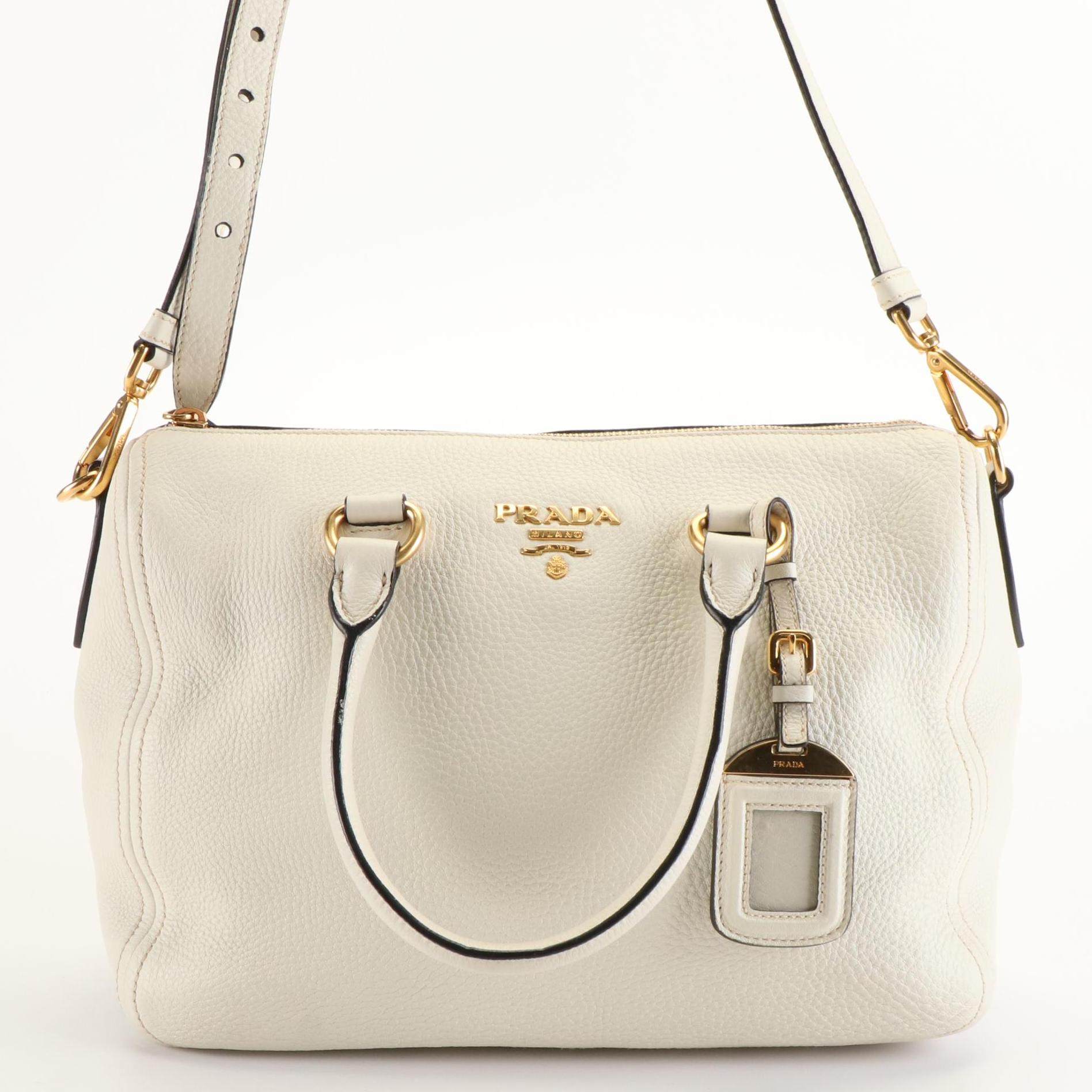 Prada Leather Vitello Phenix Top Handle Bag
