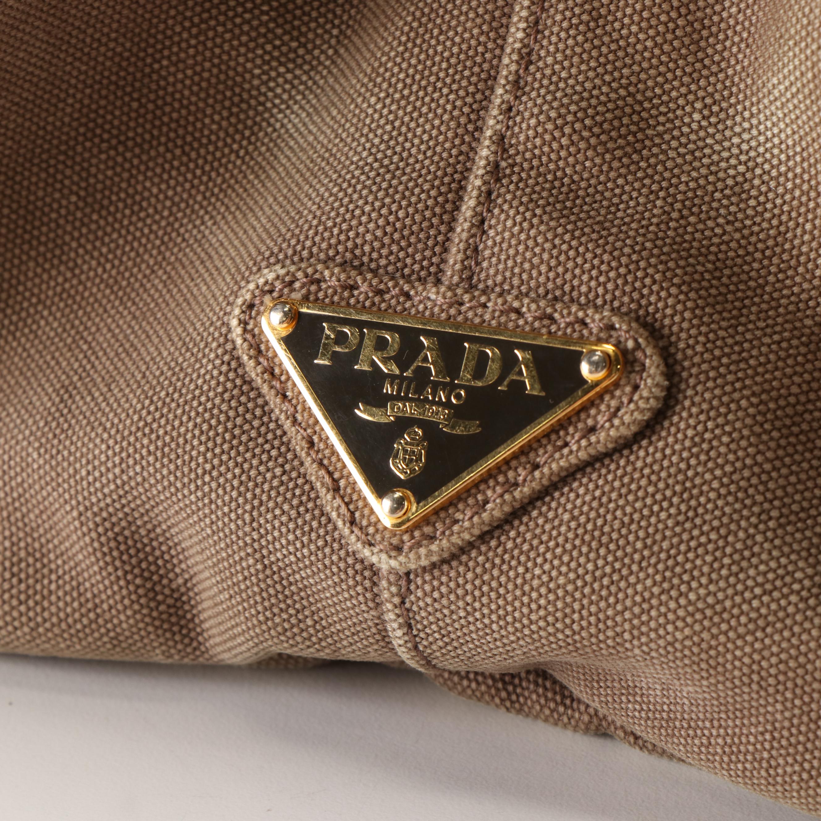 Prada Embroidered Canapa Logo Tote Bag in