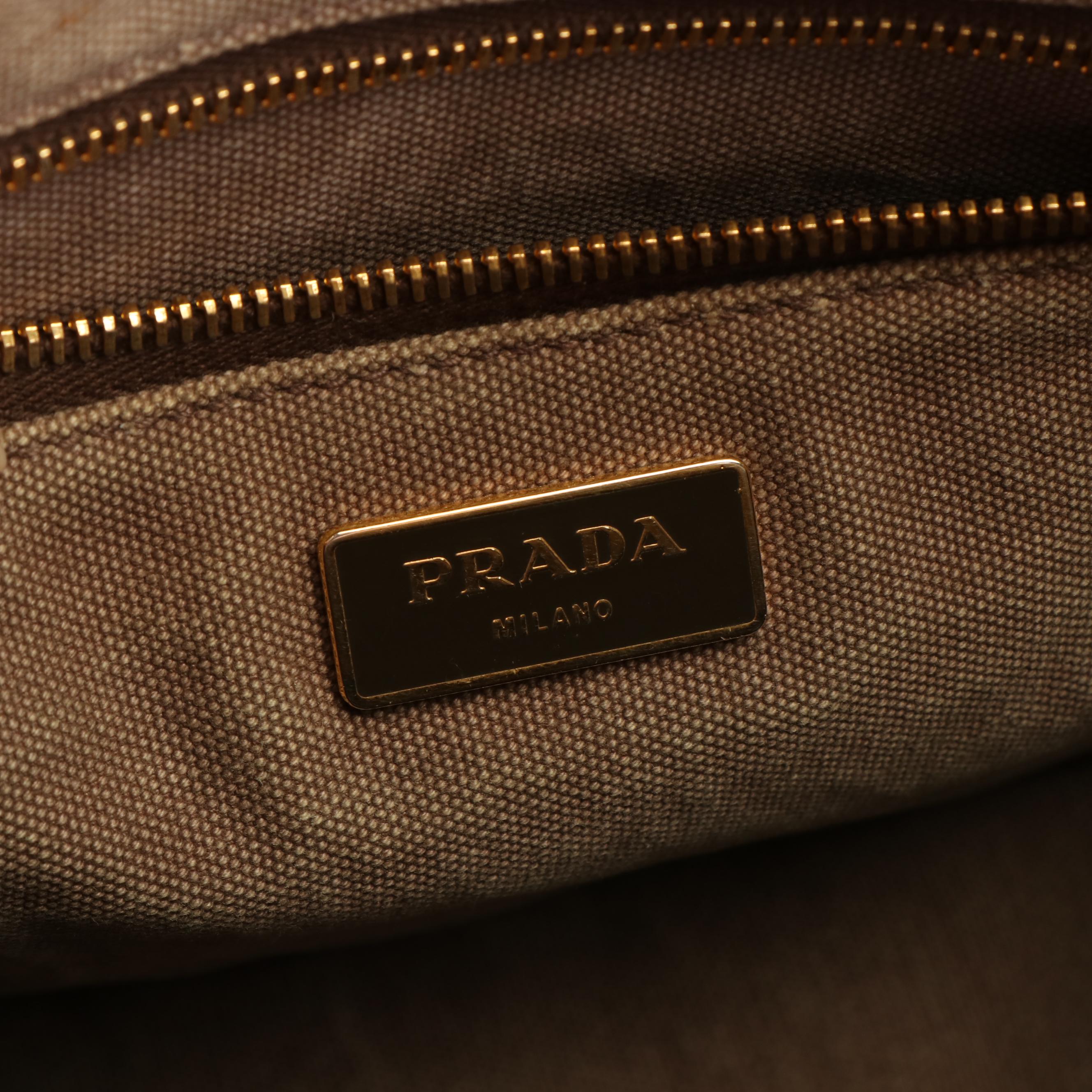 Prada Embroidered Canapa Logo Tote Bag in