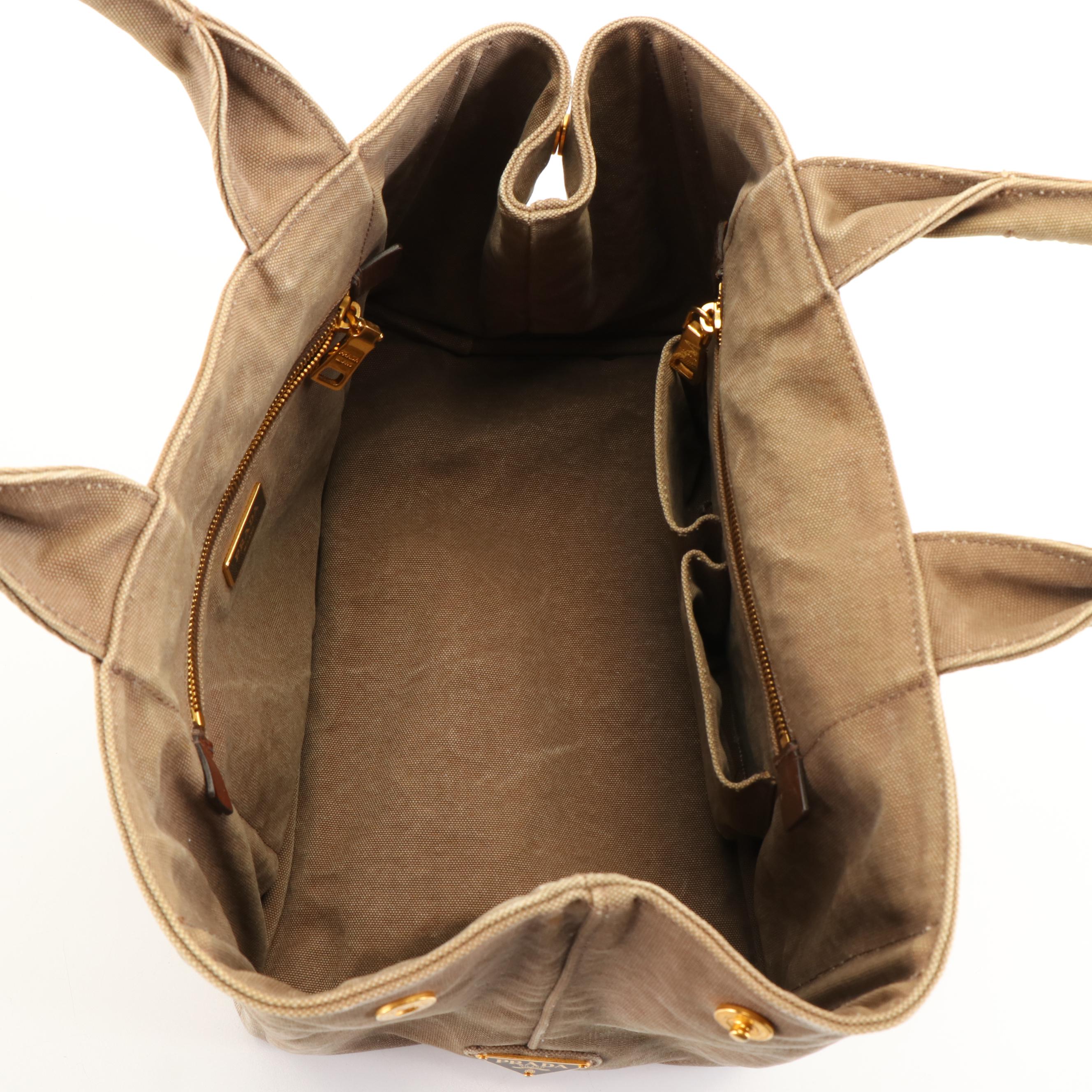 Prada Embroidered Canapa Logo Tote Bag in