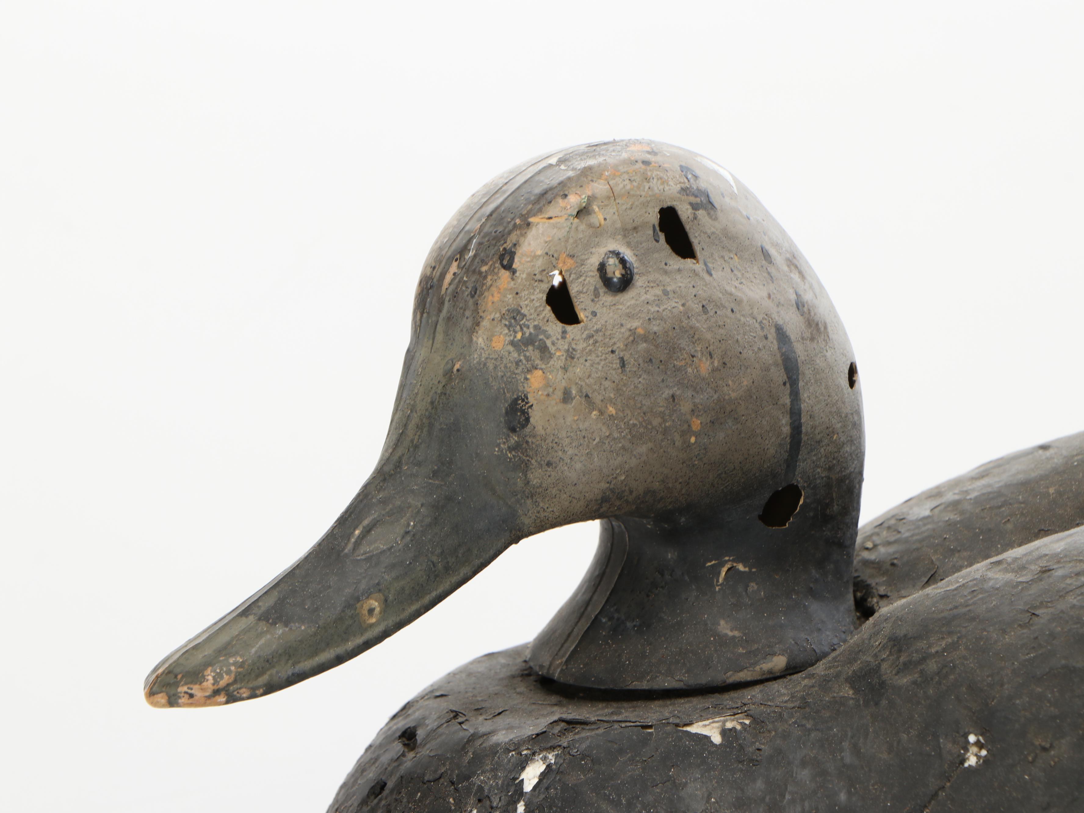 Weighted Duck Decoy and Rattan Wicker Basket with Leather Handles