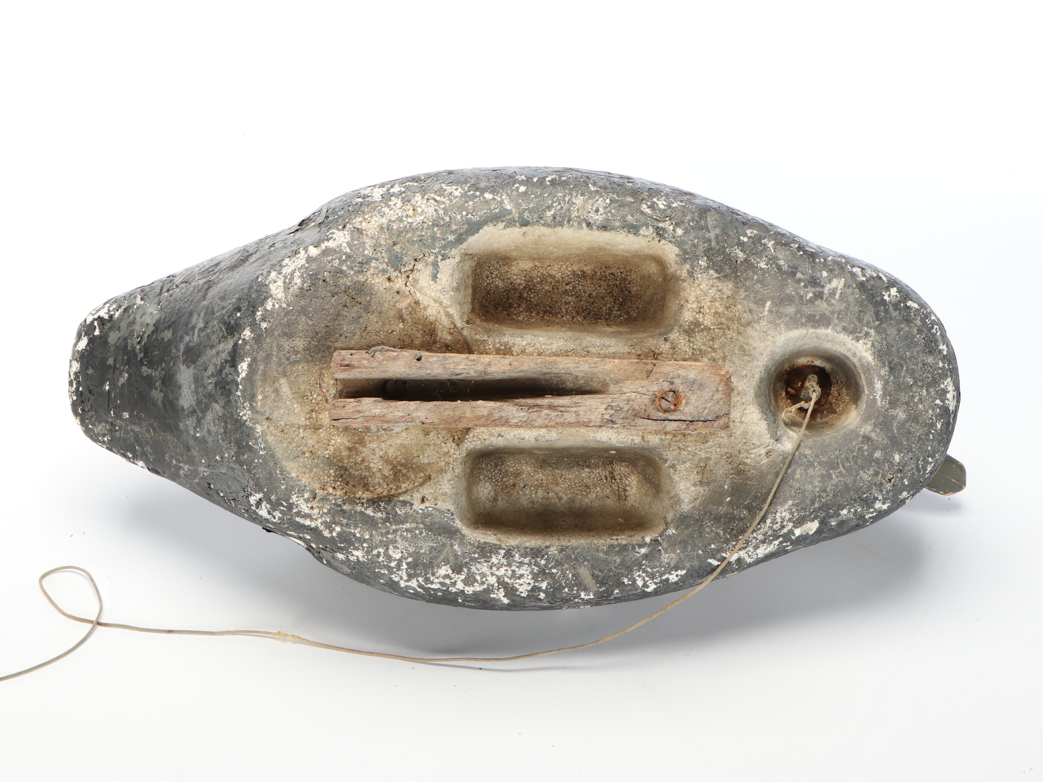 Weighted Duck Decoy and Rattan Wicker Basket with Leather Handles